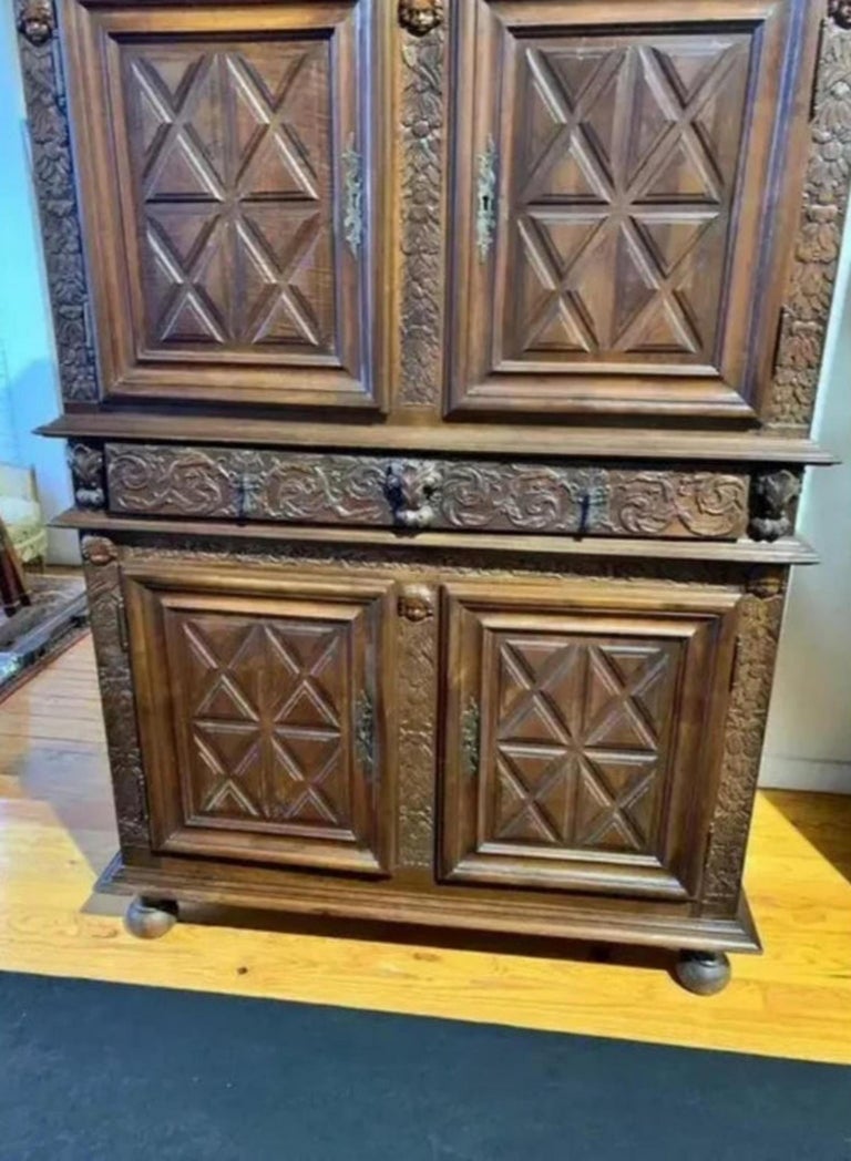 Hand-Crafted French, Two-Section Cabinet, 18th Century For Sale