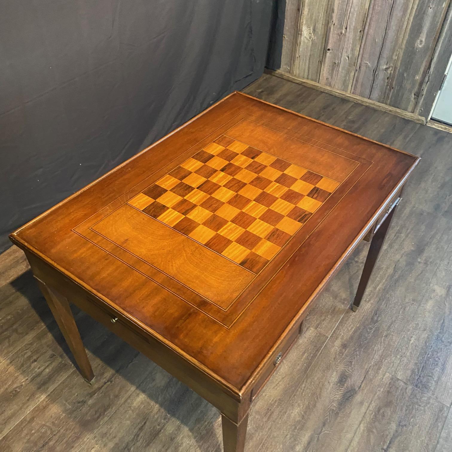 Fruitwood French Two-Sided Louis XVI Style Walnut Game Table with Reversible Top For Sale