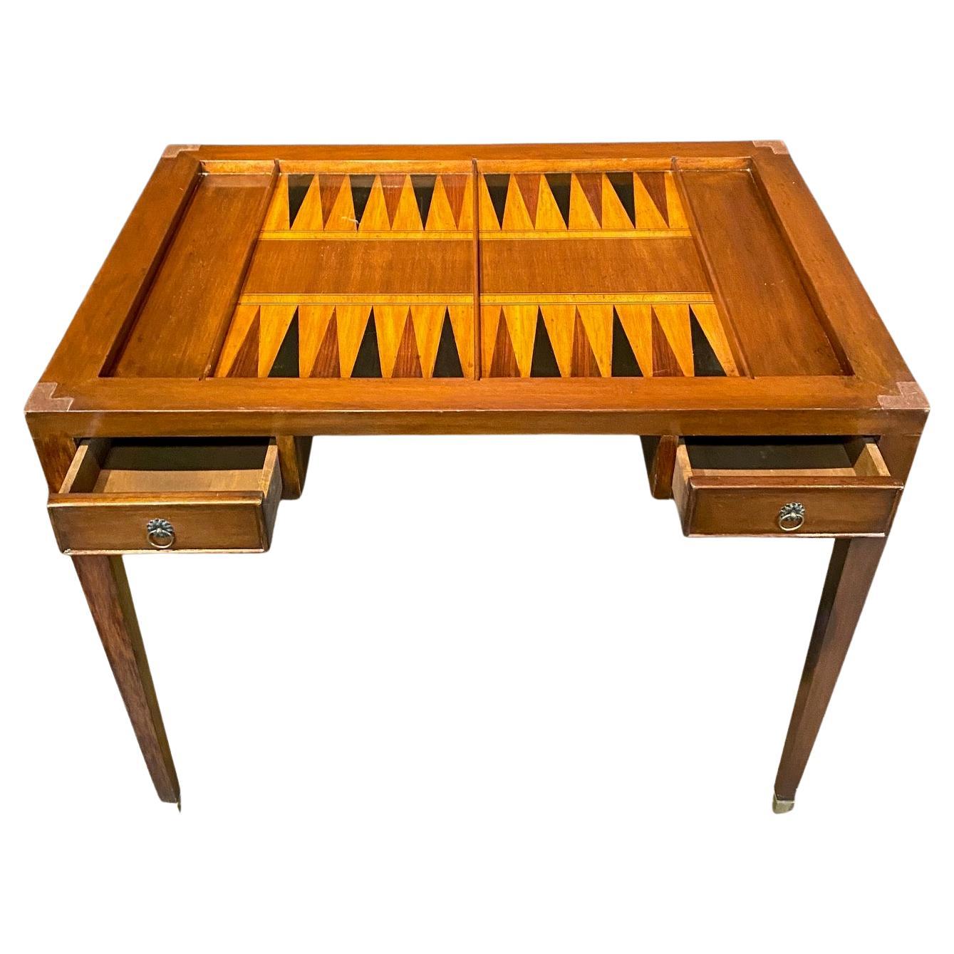 French Two-Sided Louis XVI Style Walnut Game Table with Reversible Top For Sale