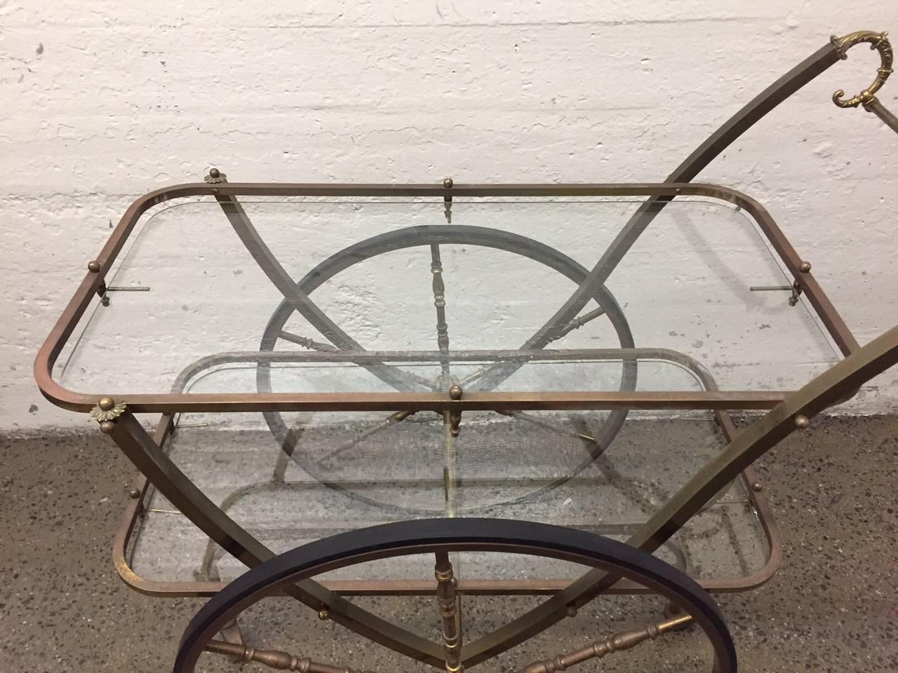 French Two-Tier Brass Bar Cart 1