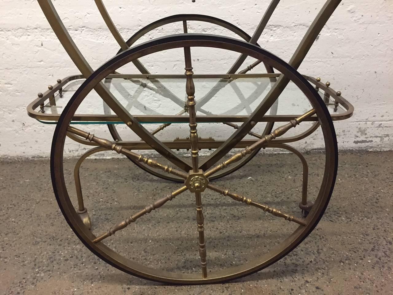 Chariot de bar français à deux étages en laiton 2