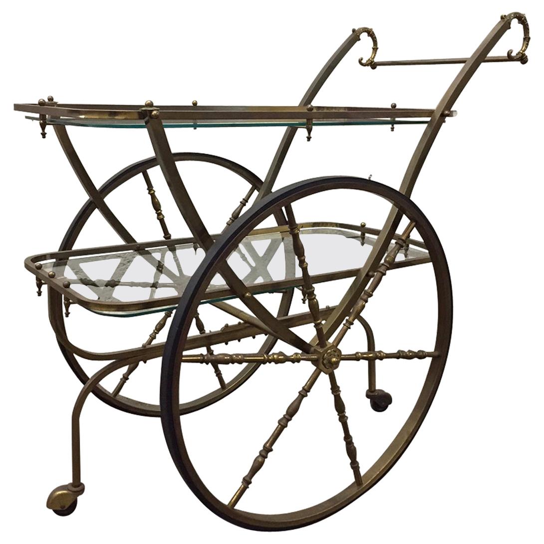 French Two-Tier Brass Bar Cart