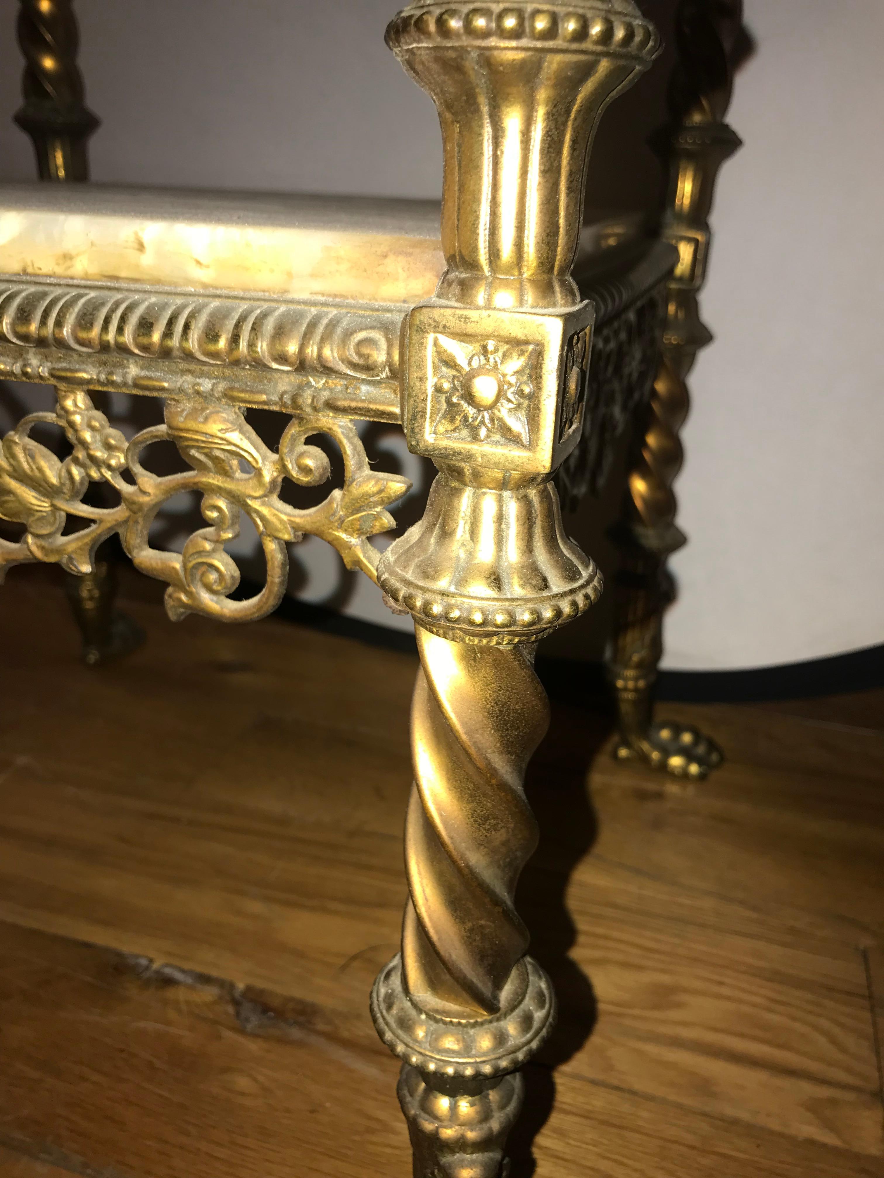 French Two-Tier Bronze and Alabaster Pedestal or End Table 8
