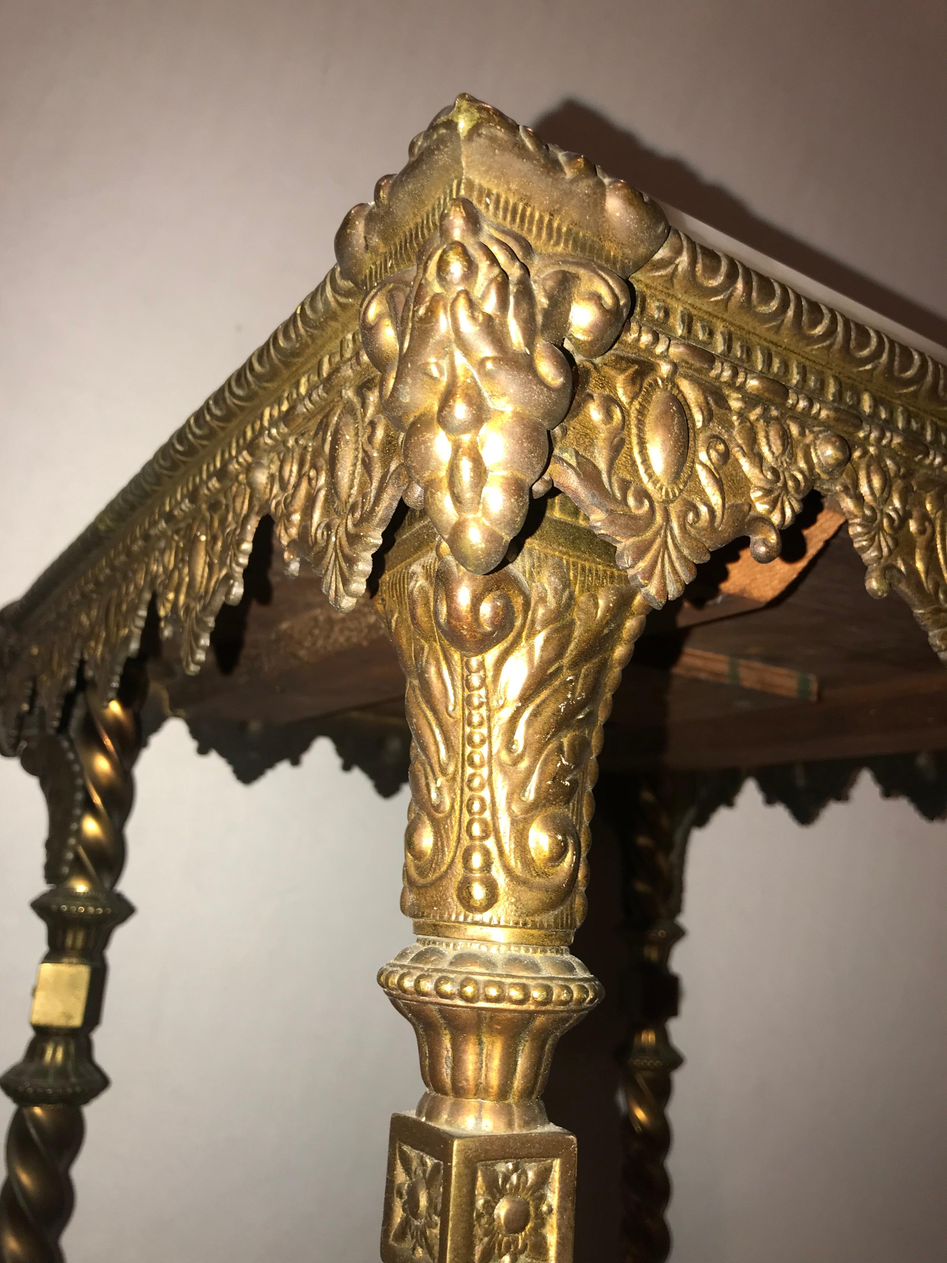 French Two-Tier Bronze and Alabaster Pedestal or End Table 12
