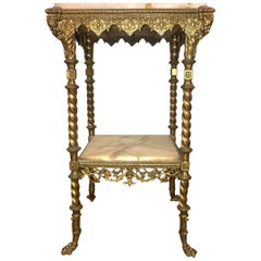 French Two-Tier Bronze and Alabaster Pedestal or End Table