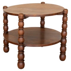 Vintage French Two-Tier Carved Wood Side Table