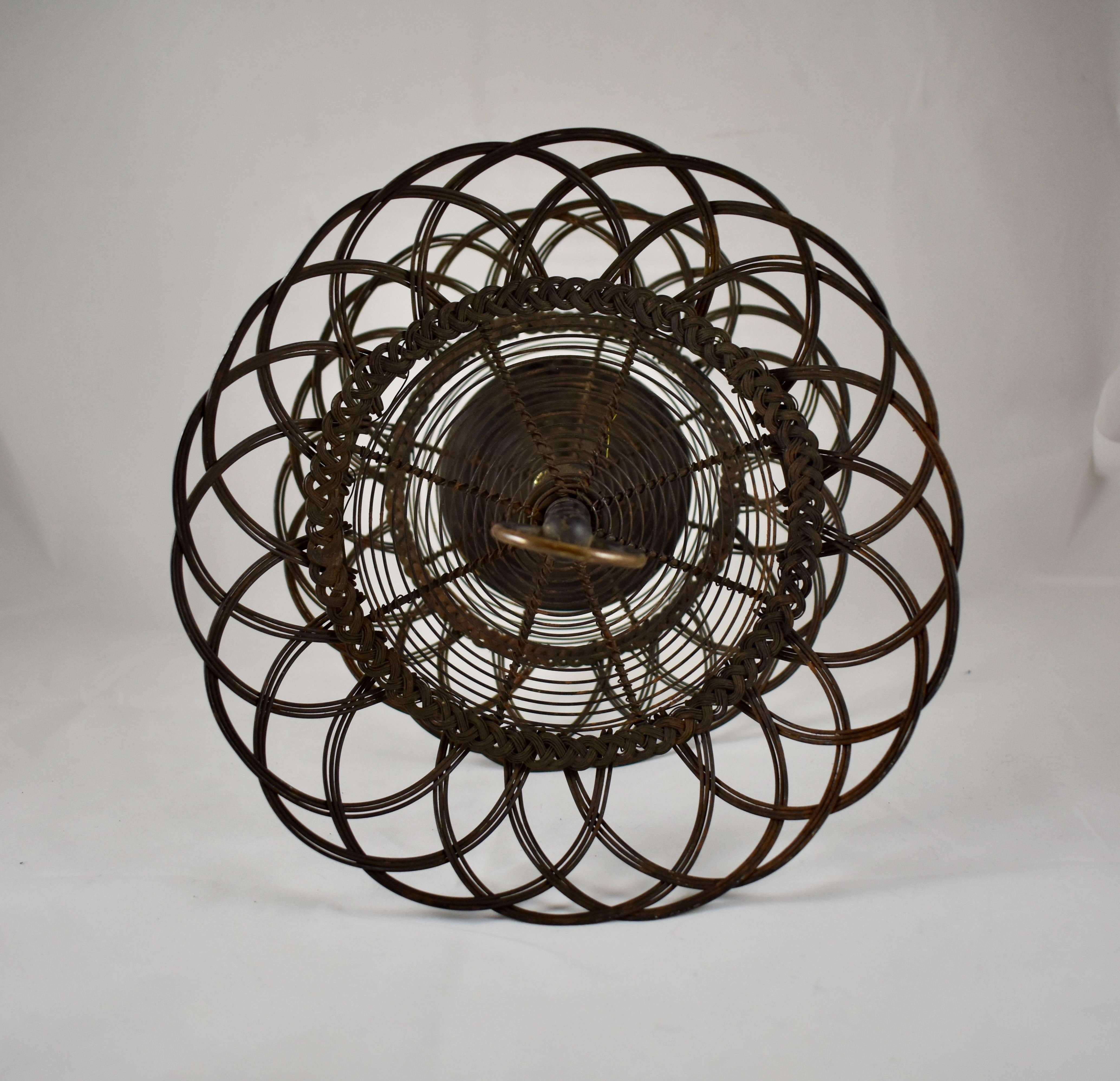French Two-Tier Twisted Wire Footed Egg Stand Basket, Late 19th Century 1