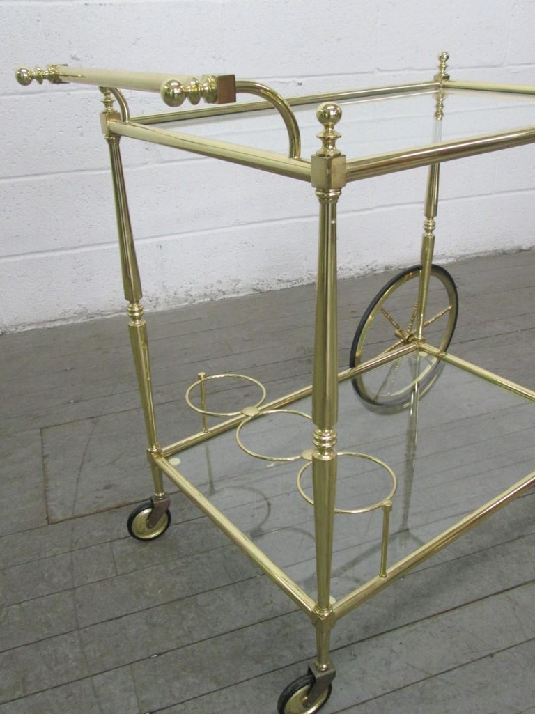 French Two Tiered Brass Bar Cart For Sale at 1stdibs