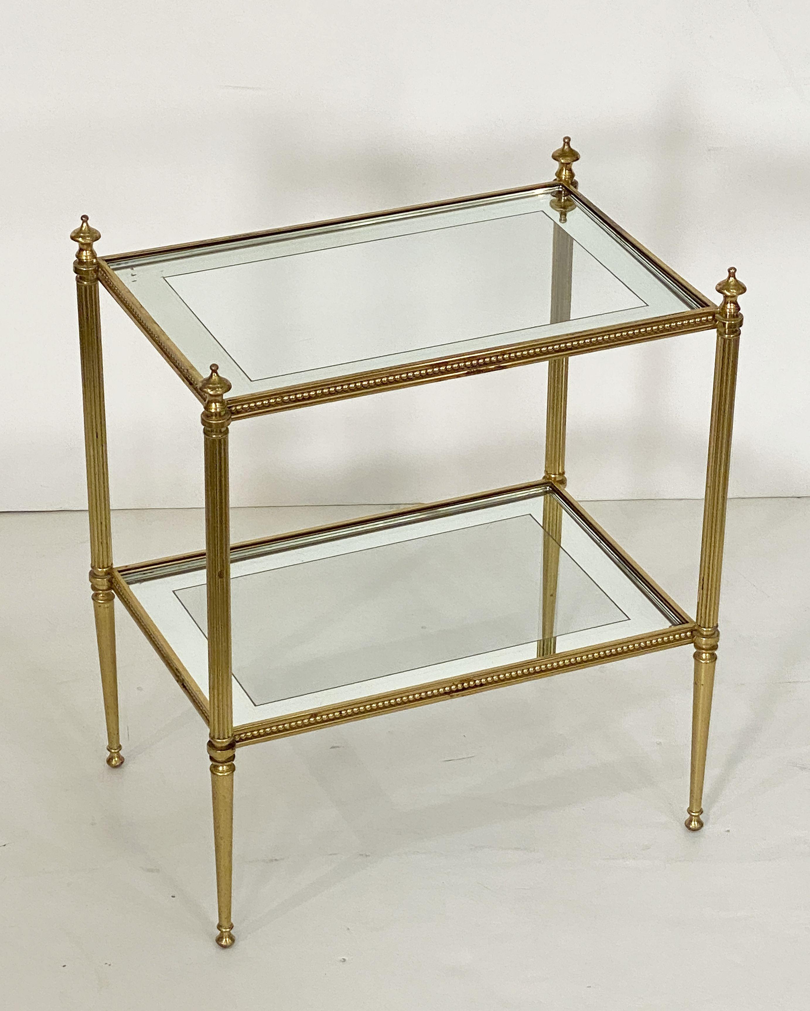 French Two-Tiered Cocktail End or Side Table of Gilt Bronze and Glass 5