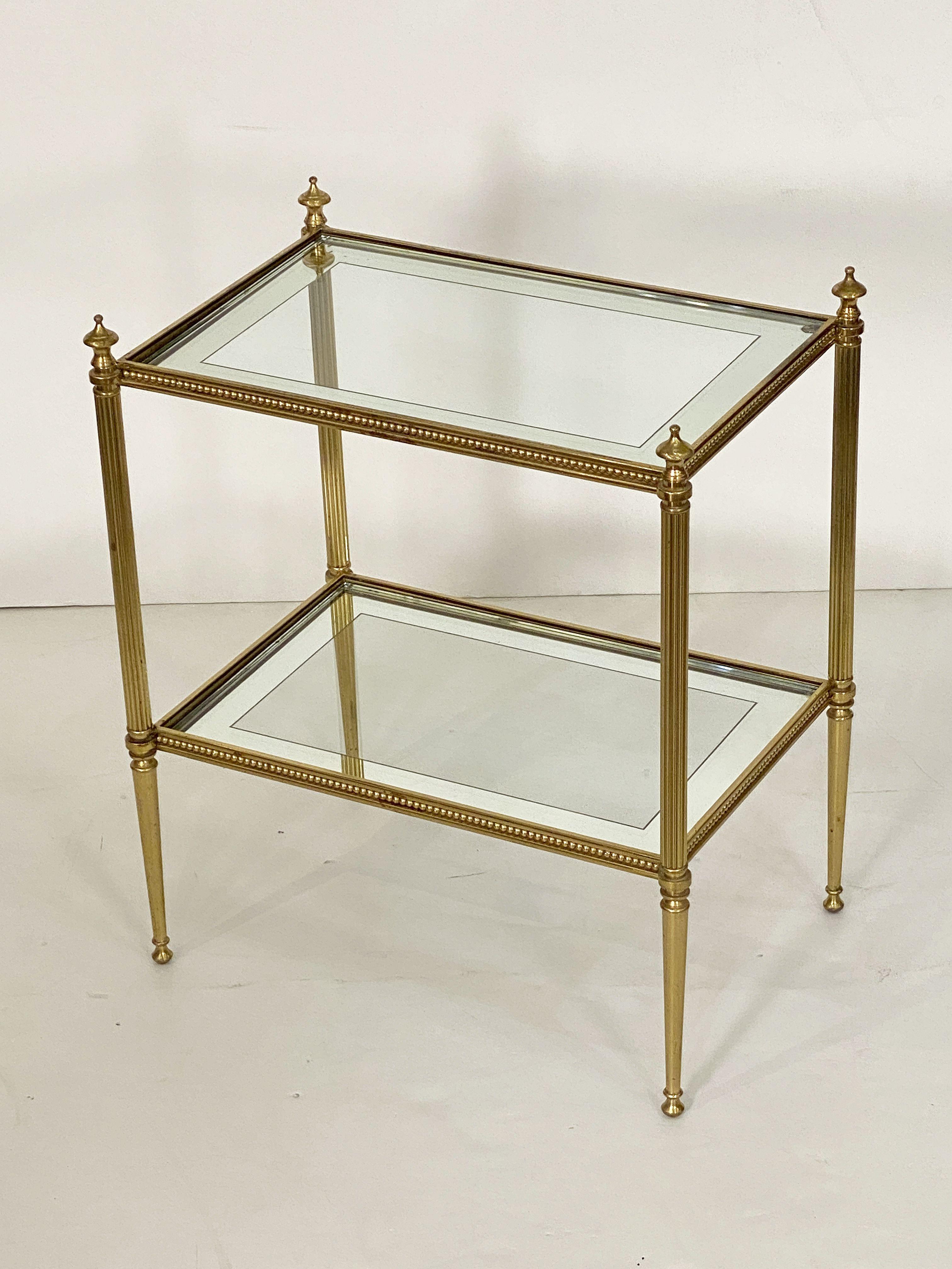 French Two-Tiered Cocktail End or Side Table of Gilt Bronze and Glass 6