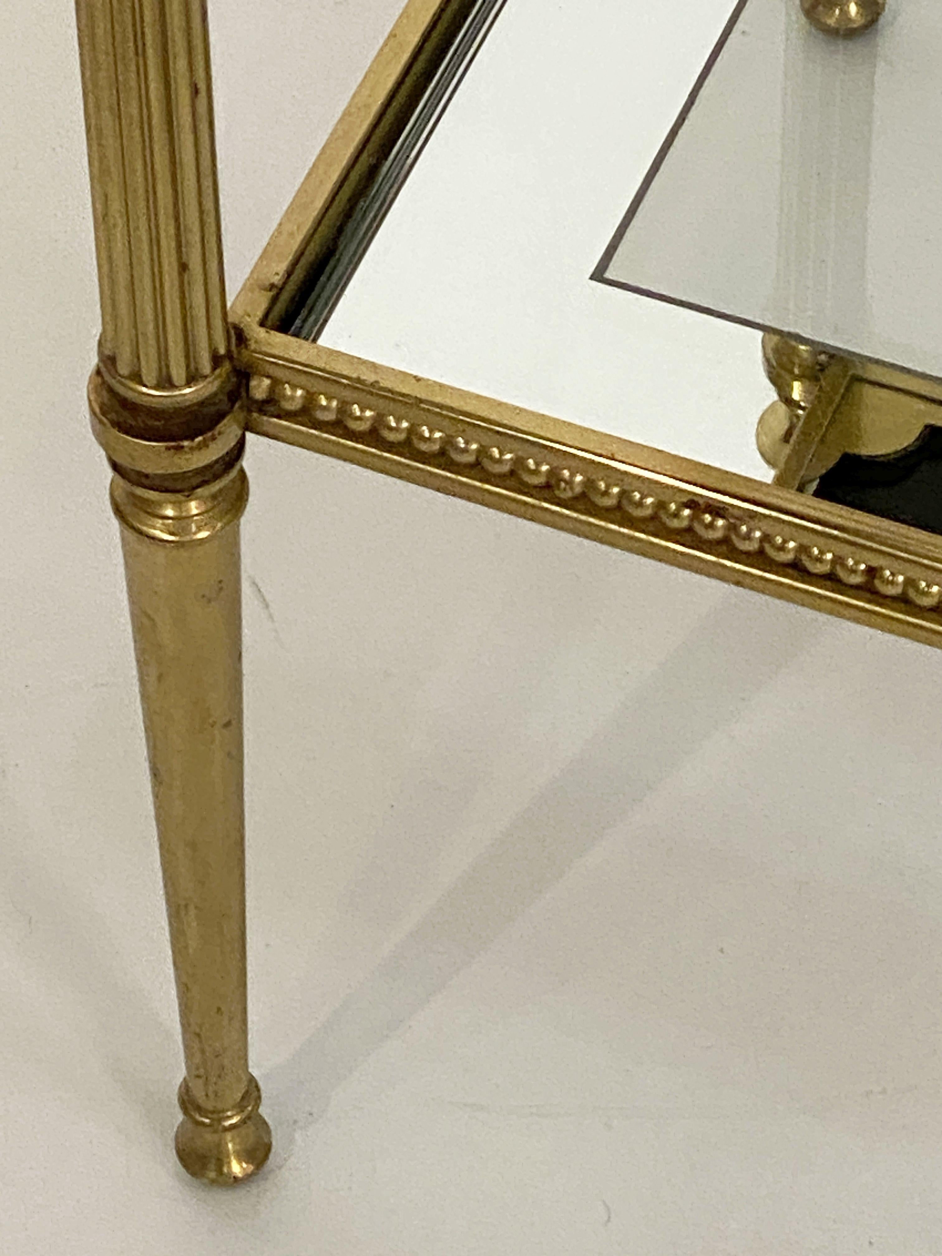 French Two-Tiered Cocktail End or Side Table of Gilt Bronze and Glass 11