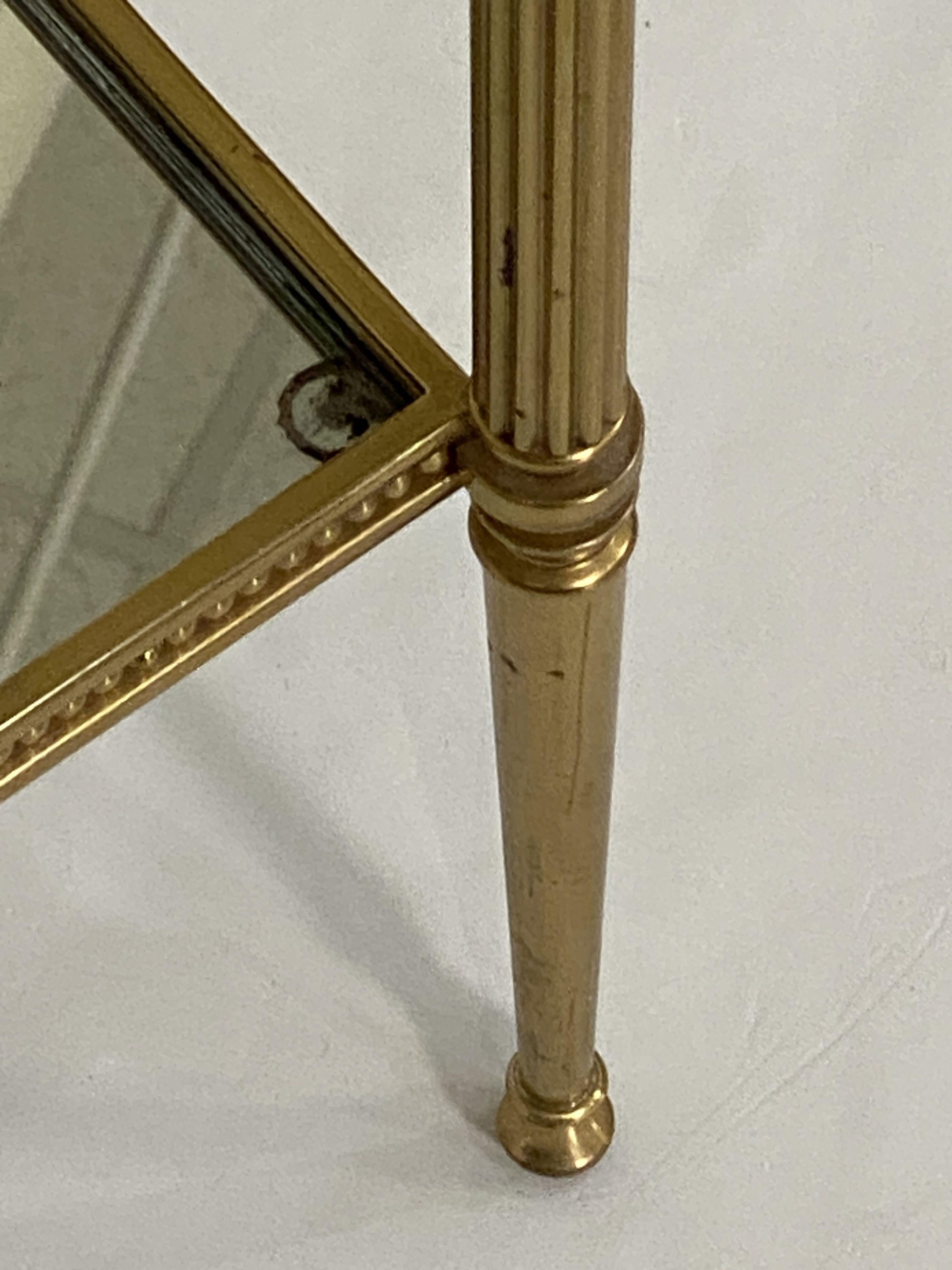 French Two-Tiered Cocktail End or Side Table of Gilt Bronze and Glass 12
