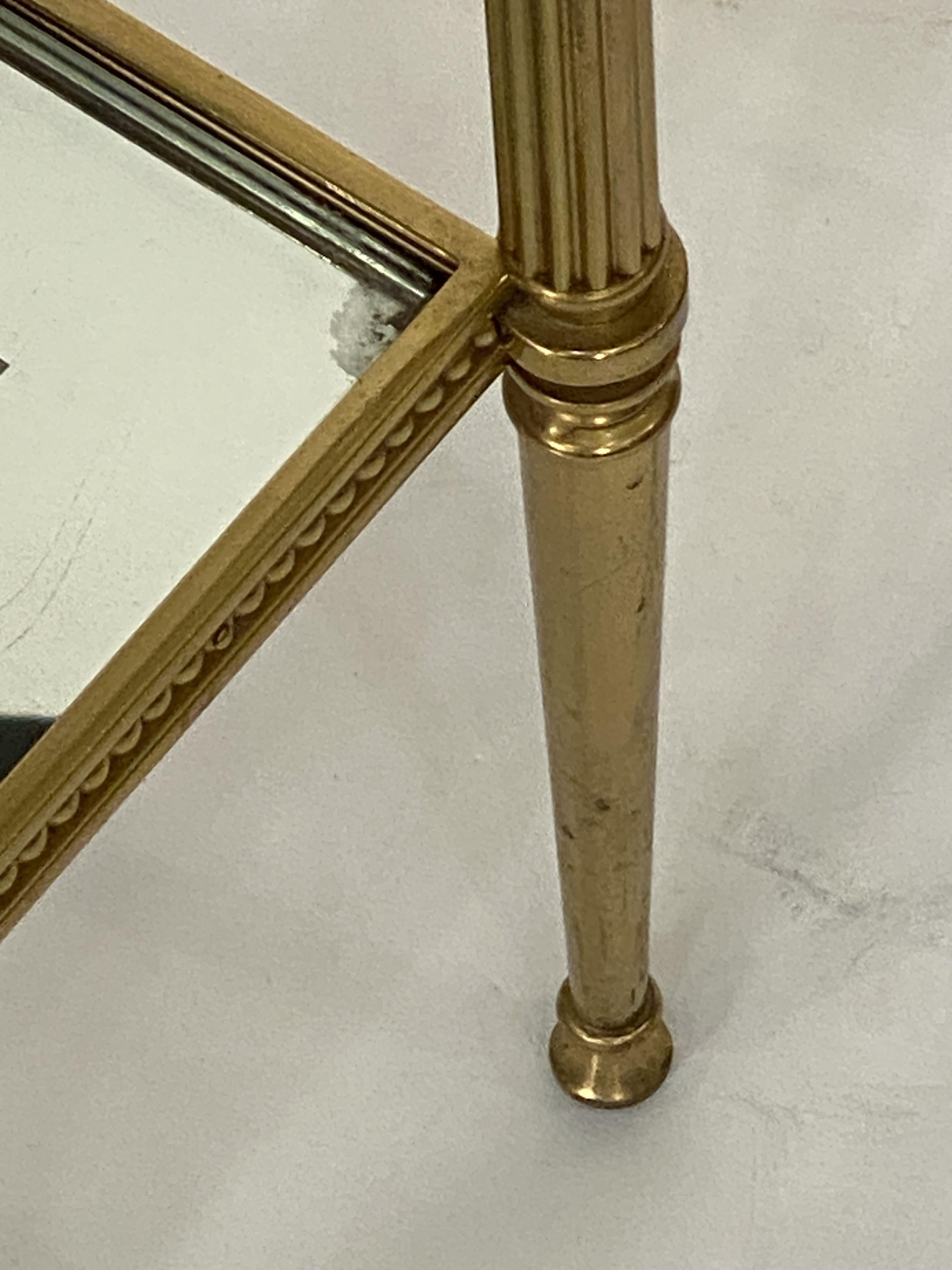 French Two-Tiered Cocktail End or Side Table of Gilt Bronze and Glass 13