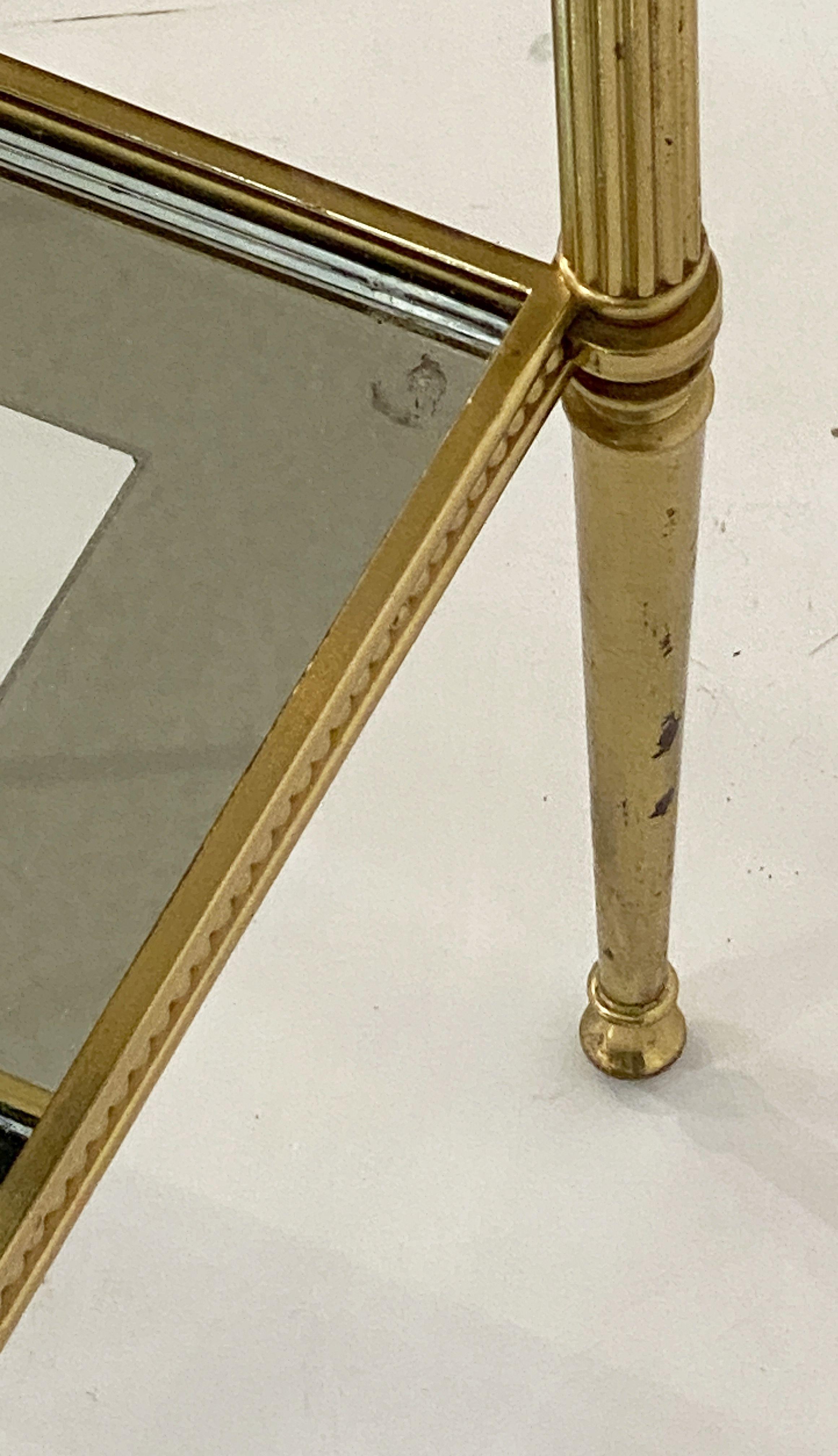 French Two-Tiered Cocktail End or Side Table of Gilt Bronze and Glass 14