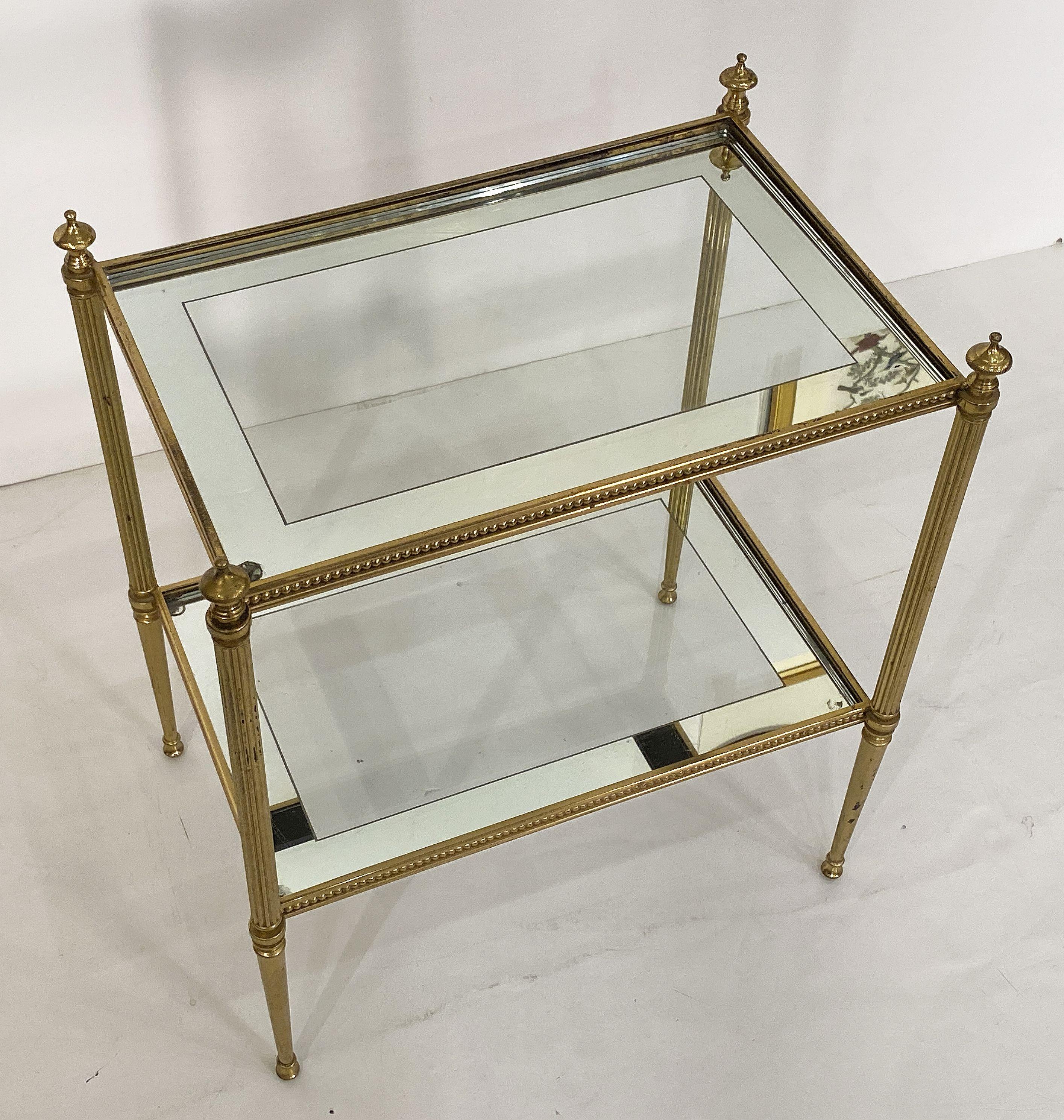 French Two-Tiered Cocktail End or Side Table of Gilt Bronze and Glass In Good Condition In Austin, TX