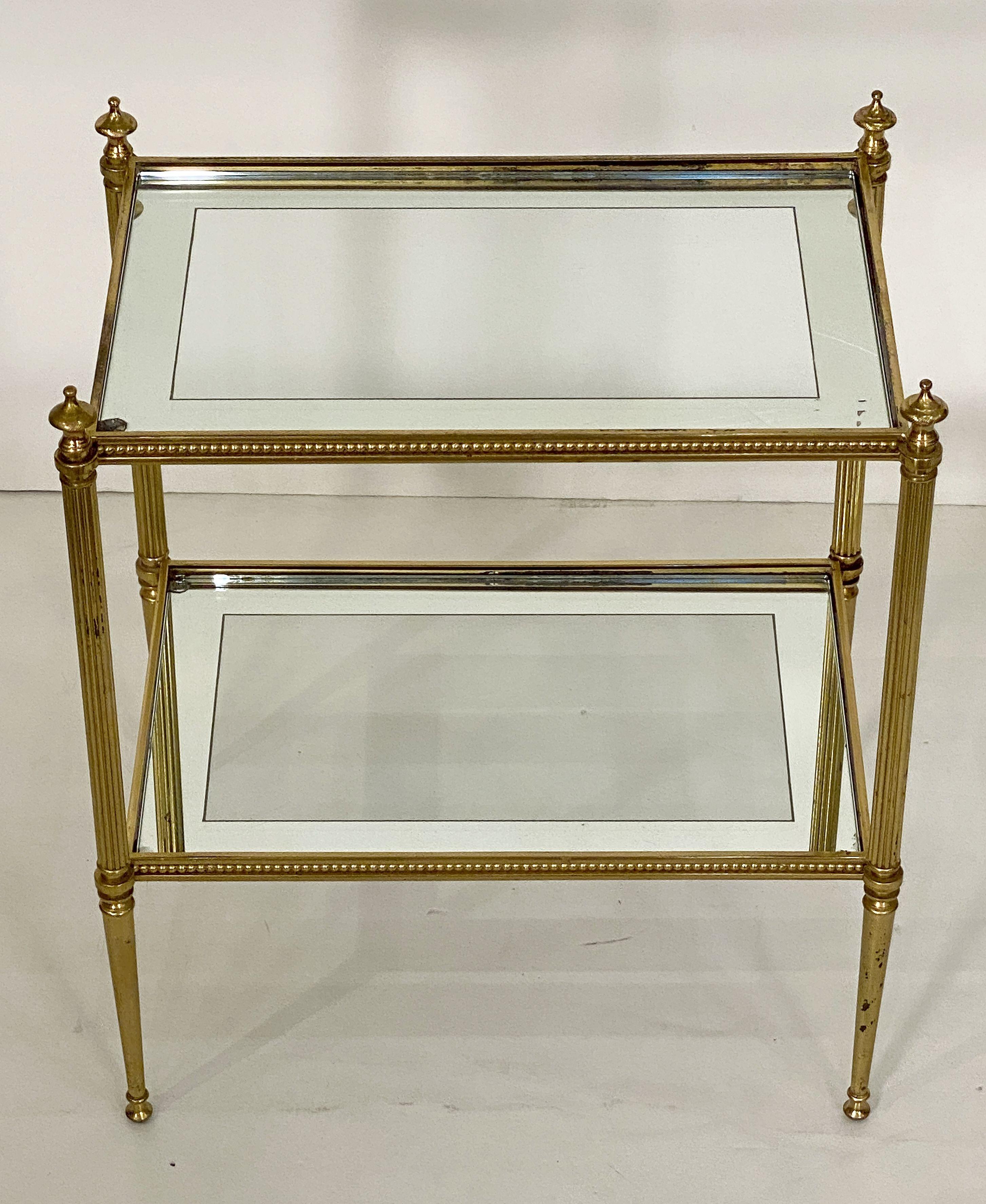 20th Century French Two-Tiered Cocktail End or Side Table of Gilt Bronze and Glass