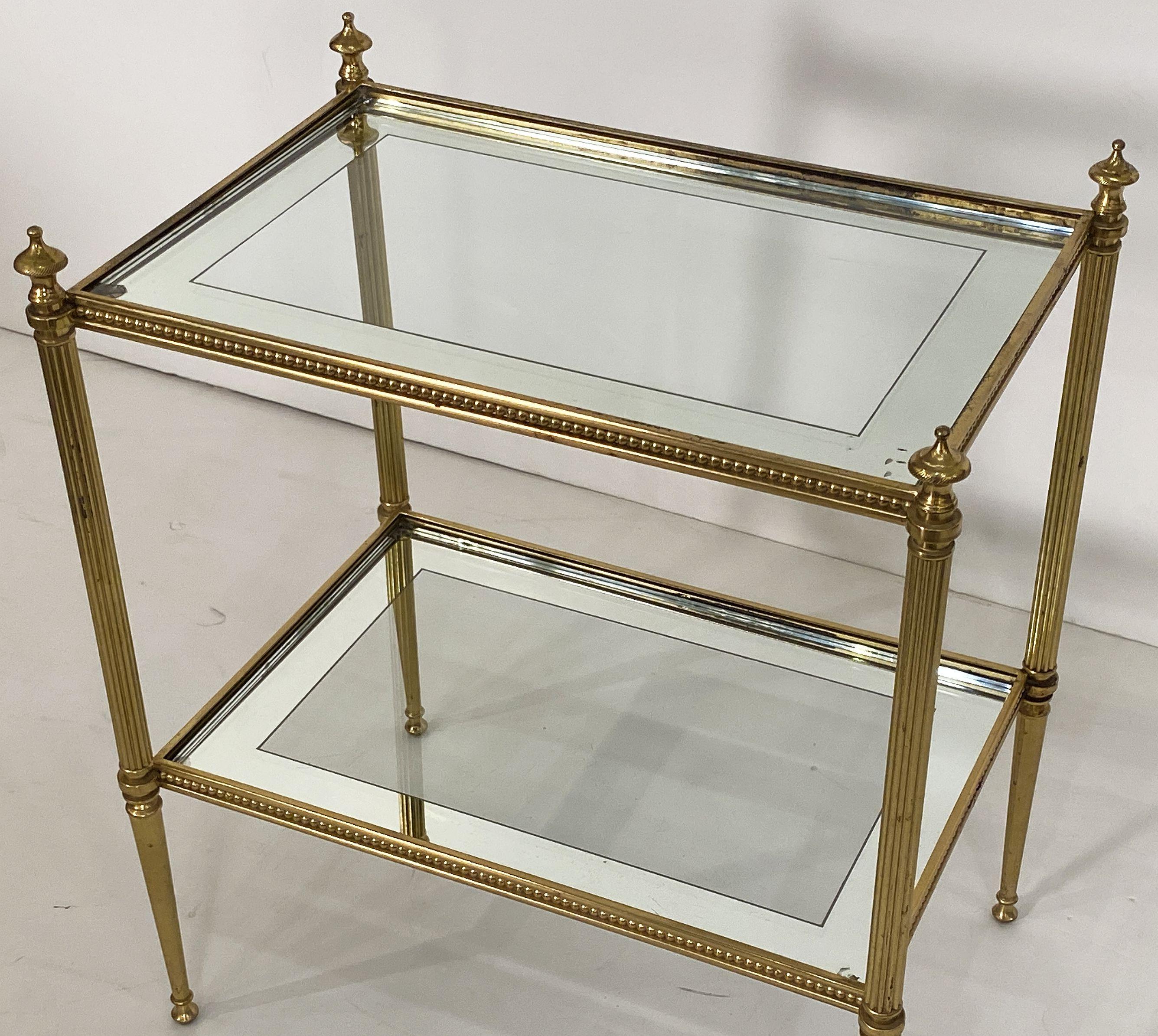 French Two-Tiered Cocktail End or Side Table of Gilt Bronze and Glass 1