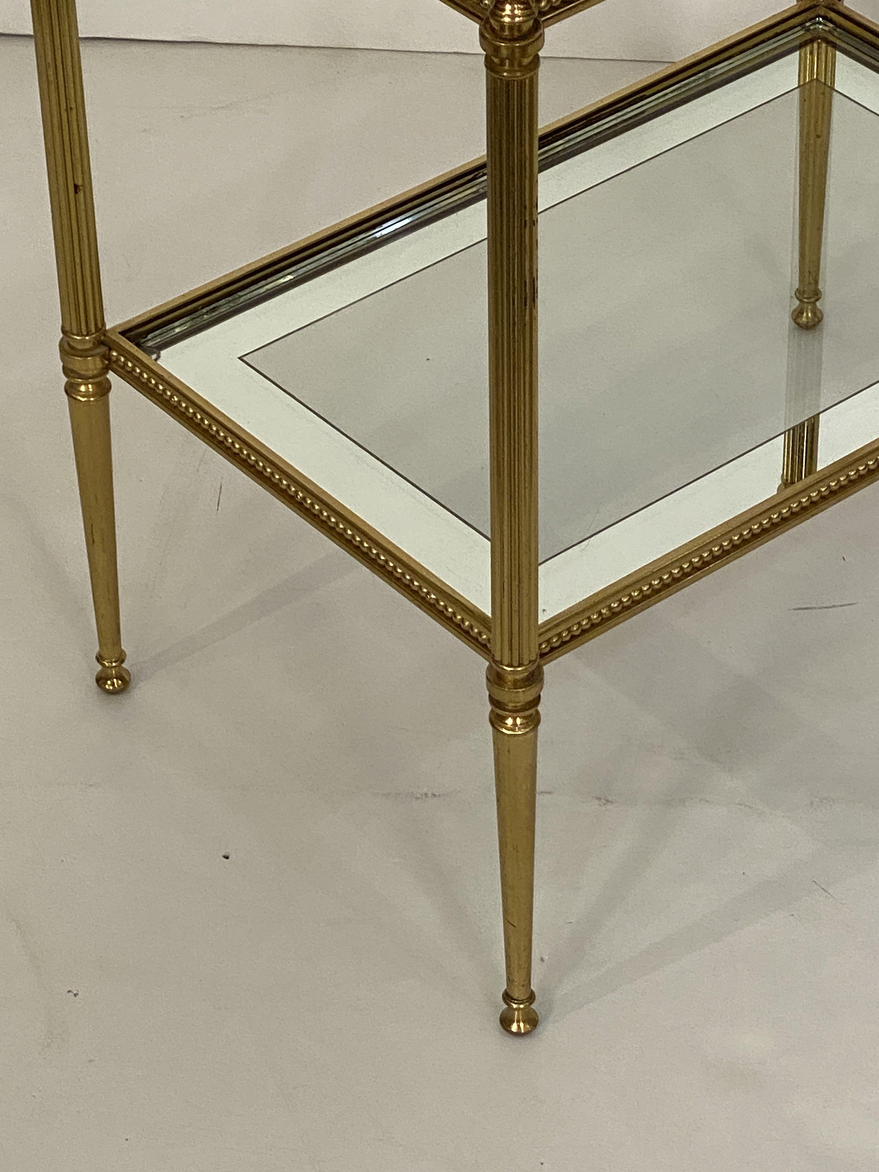 French Two-Tiered Cocktail End or Side Table of Gilt Bronze and Glass 2