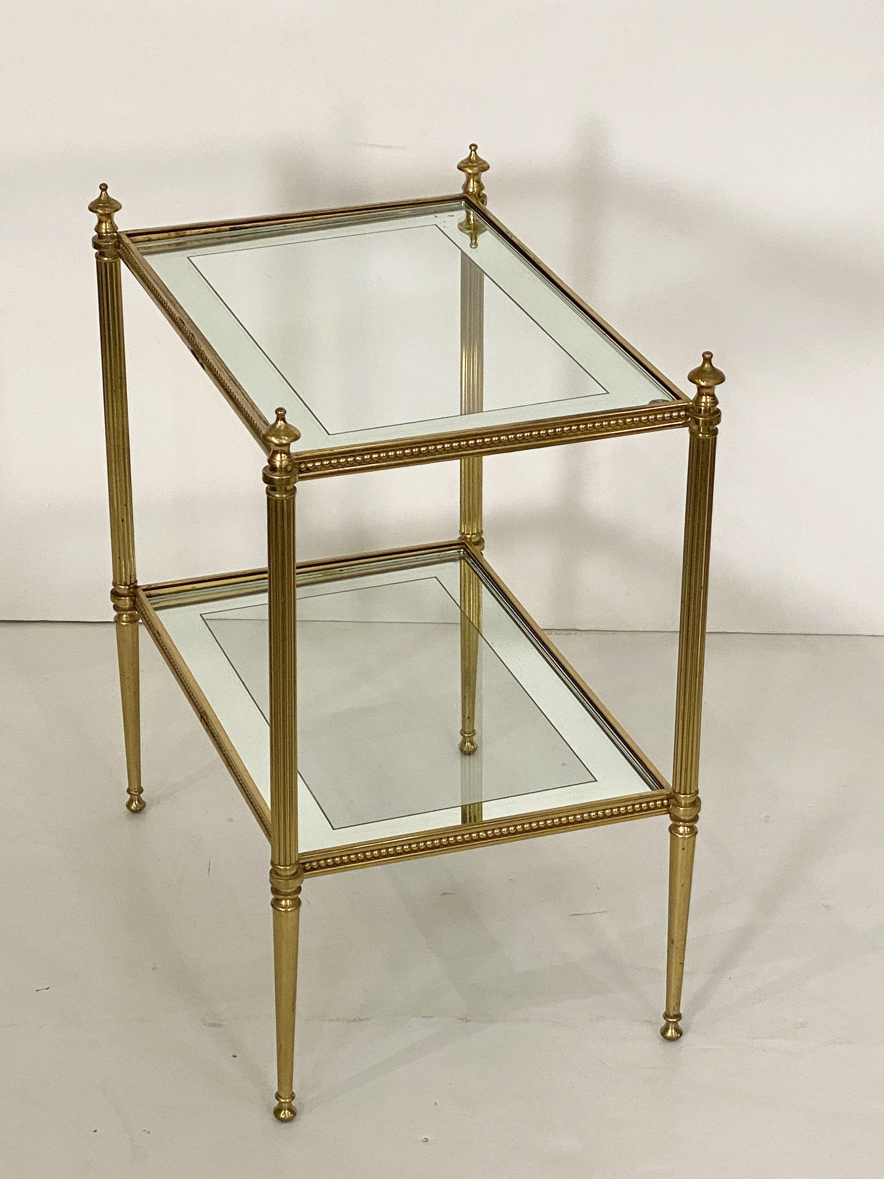 French Two-Tiered Cocktail End or Side Table of Gilt Bronze and Glass 3