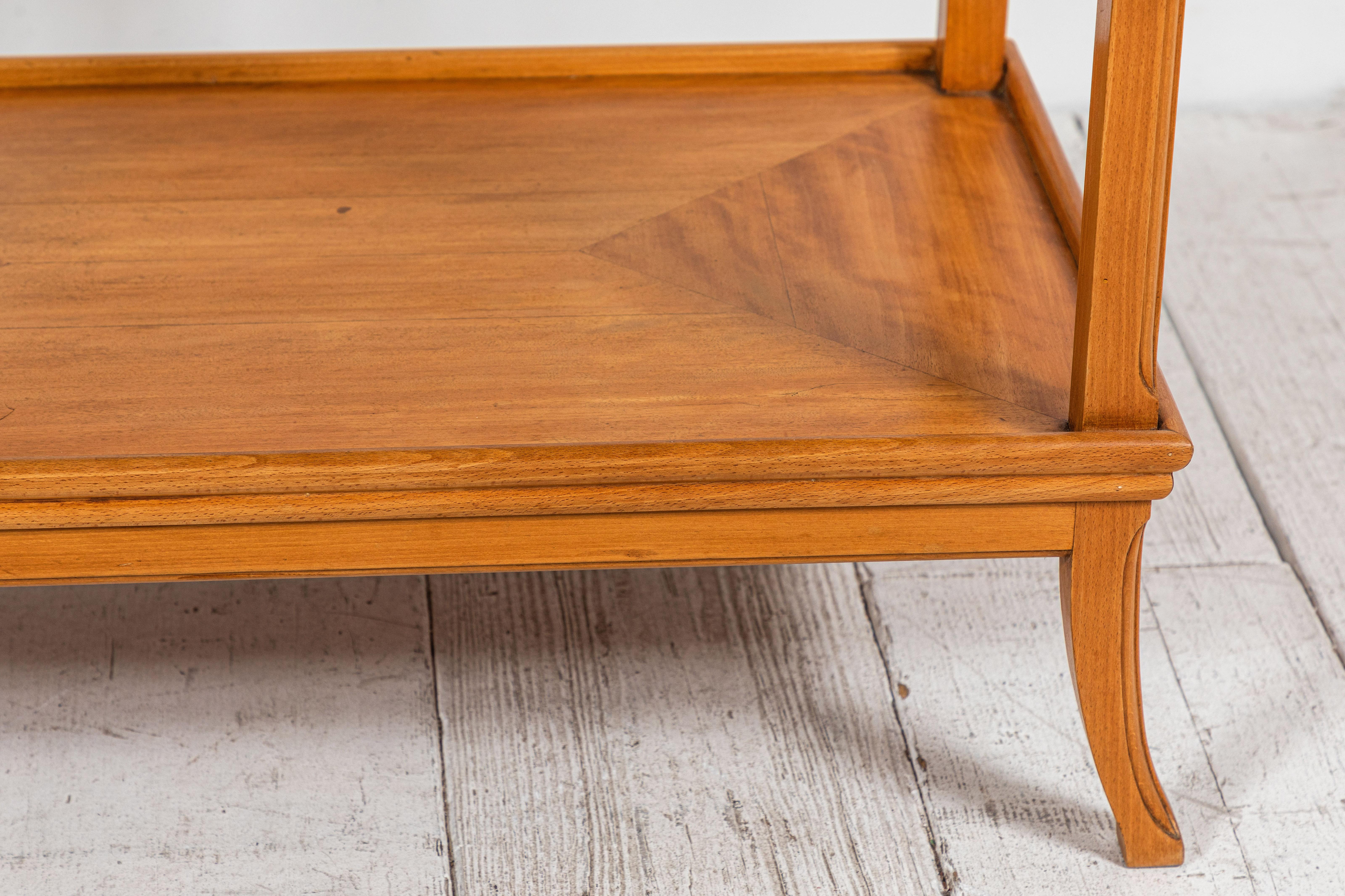 Early 20th Century French Two-Tiered Deco Blonde Wood Tray Table