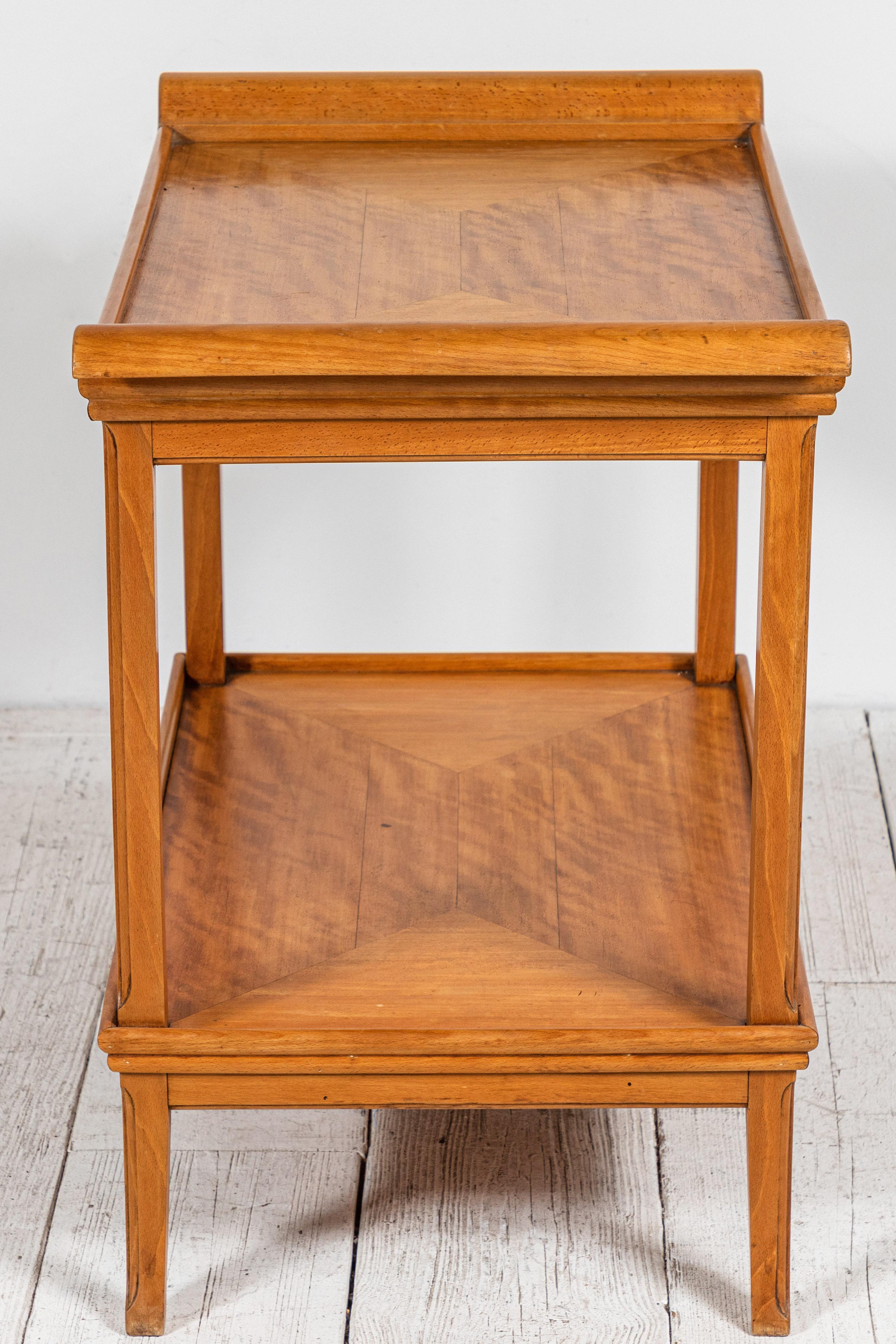 French Two-Tiered Deco Blonde Wood Tray Table 2