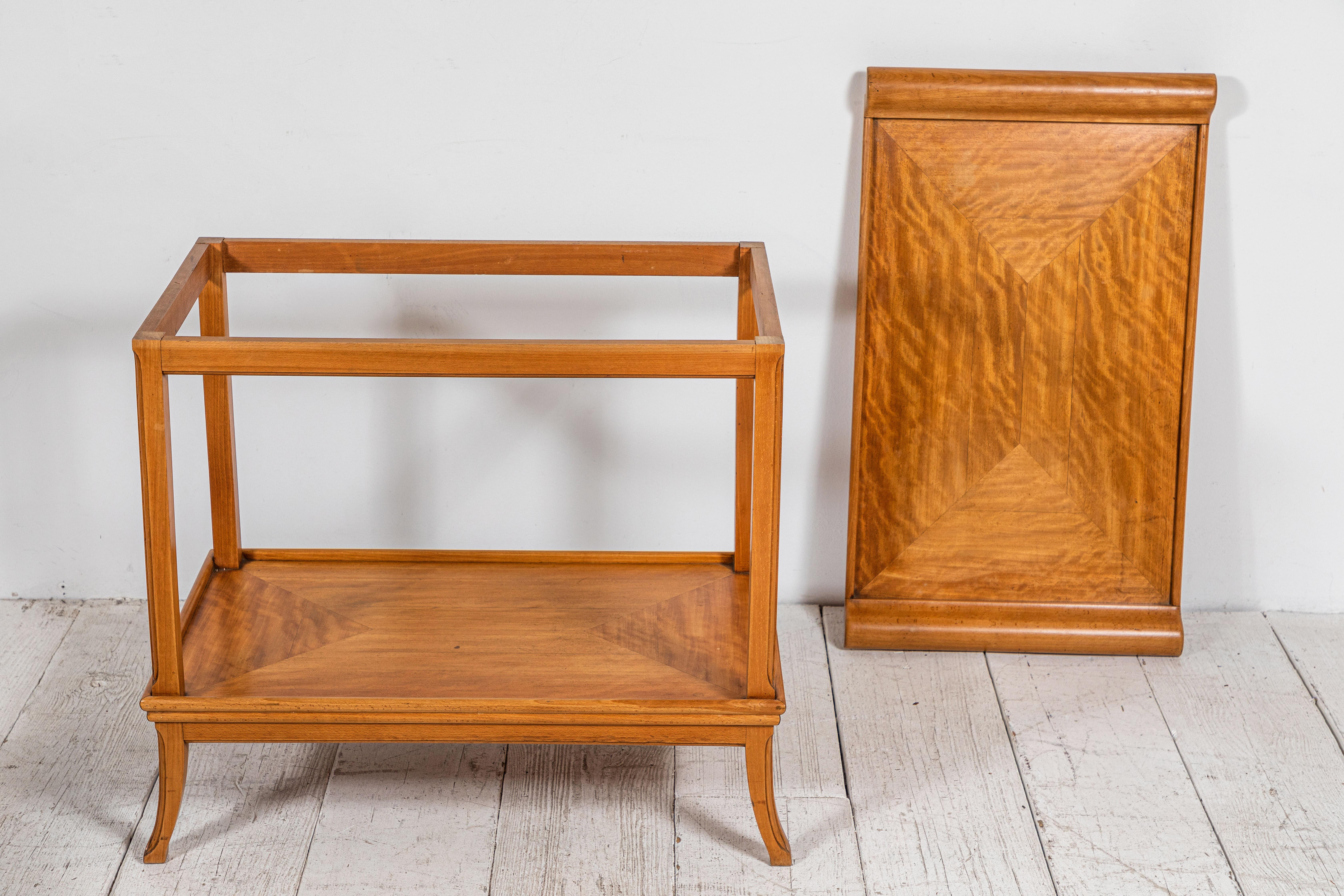 French Two-Tiered Deco Blonde Wood Tray Table 3