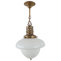 French Two-Tone Opaline Pendant Light