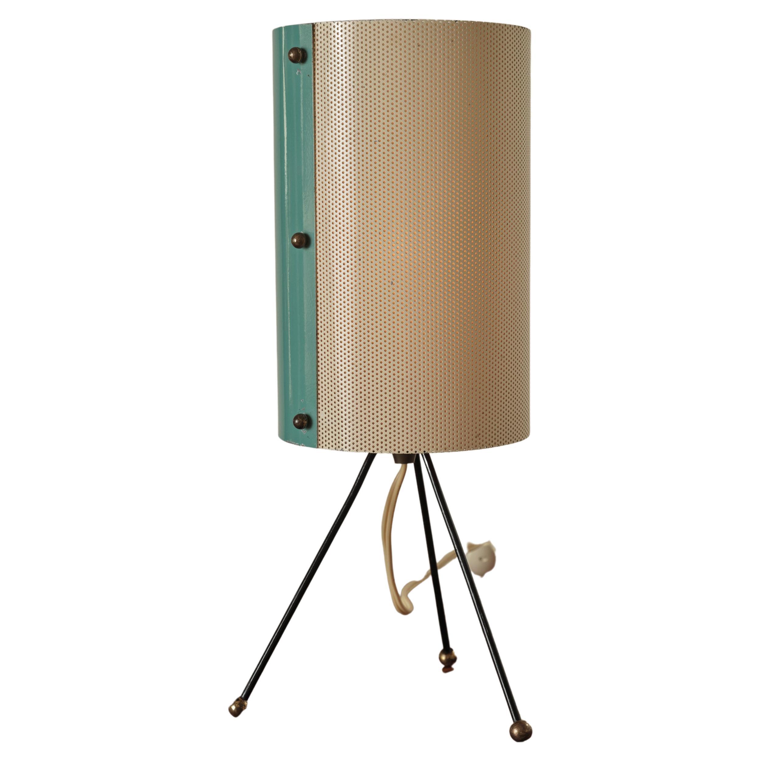 French Two-Tone Tripod Table Lamp Attr. to Mathieu Matégot For Sale