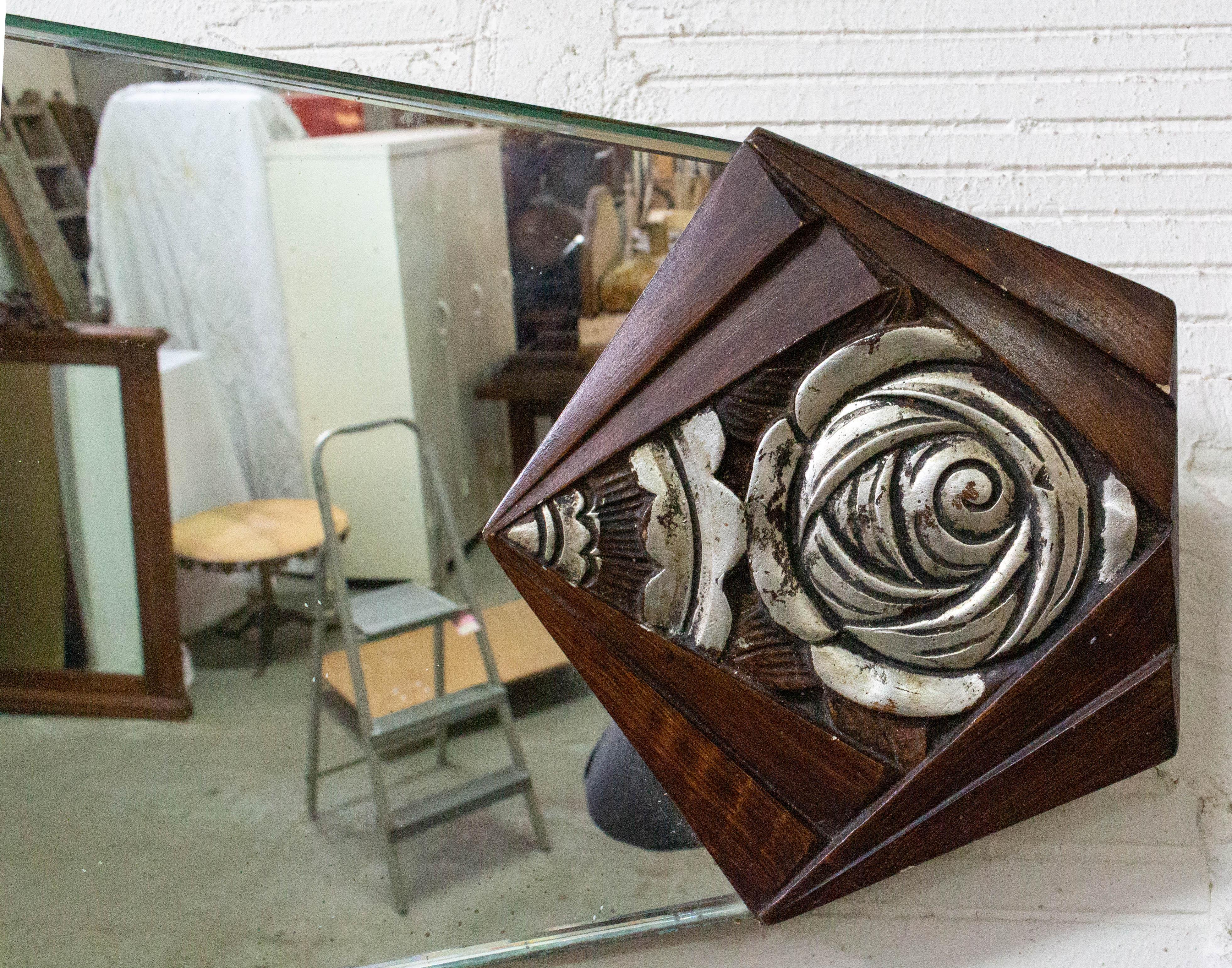 French Typical Horizontal Art Deco Mirror, circa 1920 In Good Condition In Labrit, Landes