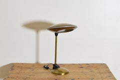 French UFO Patinated Brass Table Lamp from attributed to Aluminor, circa 1970