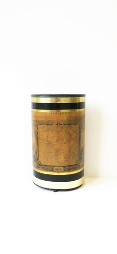 Portaombrelli o cestino francese con mappa dell'Africa o globo terrestre