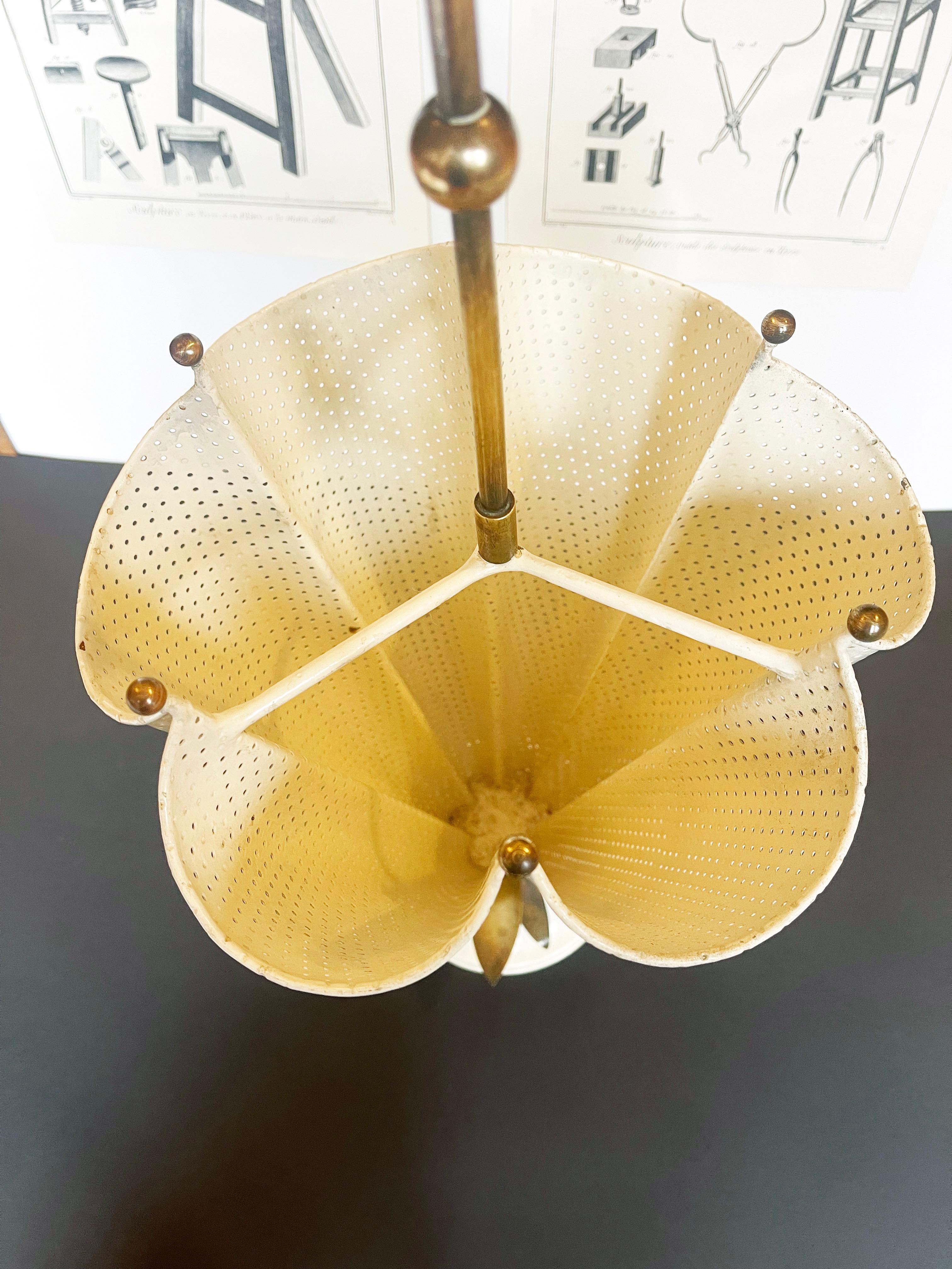 Hand-Crafted French Umbrella-Shaped White Metal and Brass Umbrella Stand, 1950s