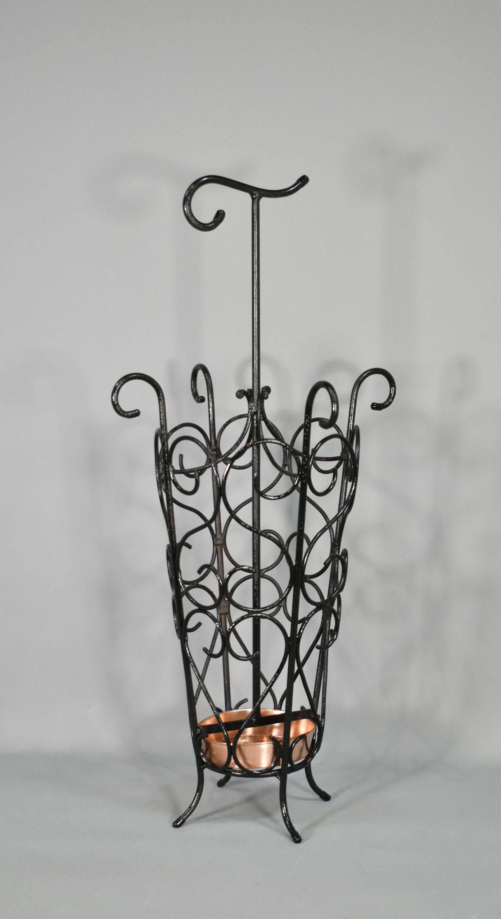 Hand-Crafted French Umbrella Stand in Wrought Iron 1950s For Sale