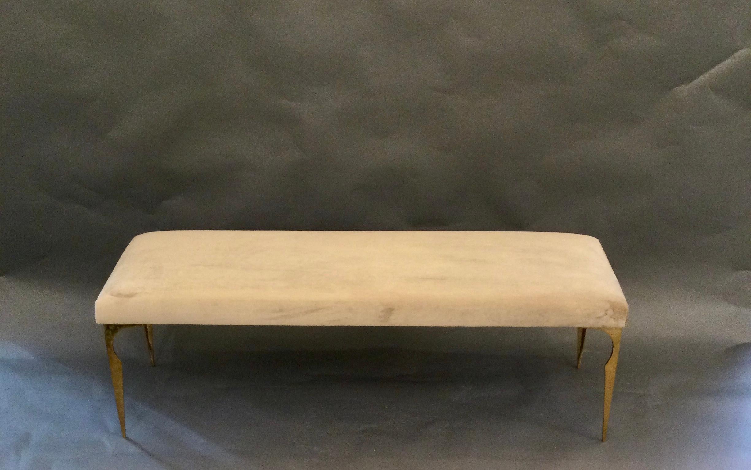 French Upholstered Bench on Bronze Legs Style of Maria Pergay, 1970 2