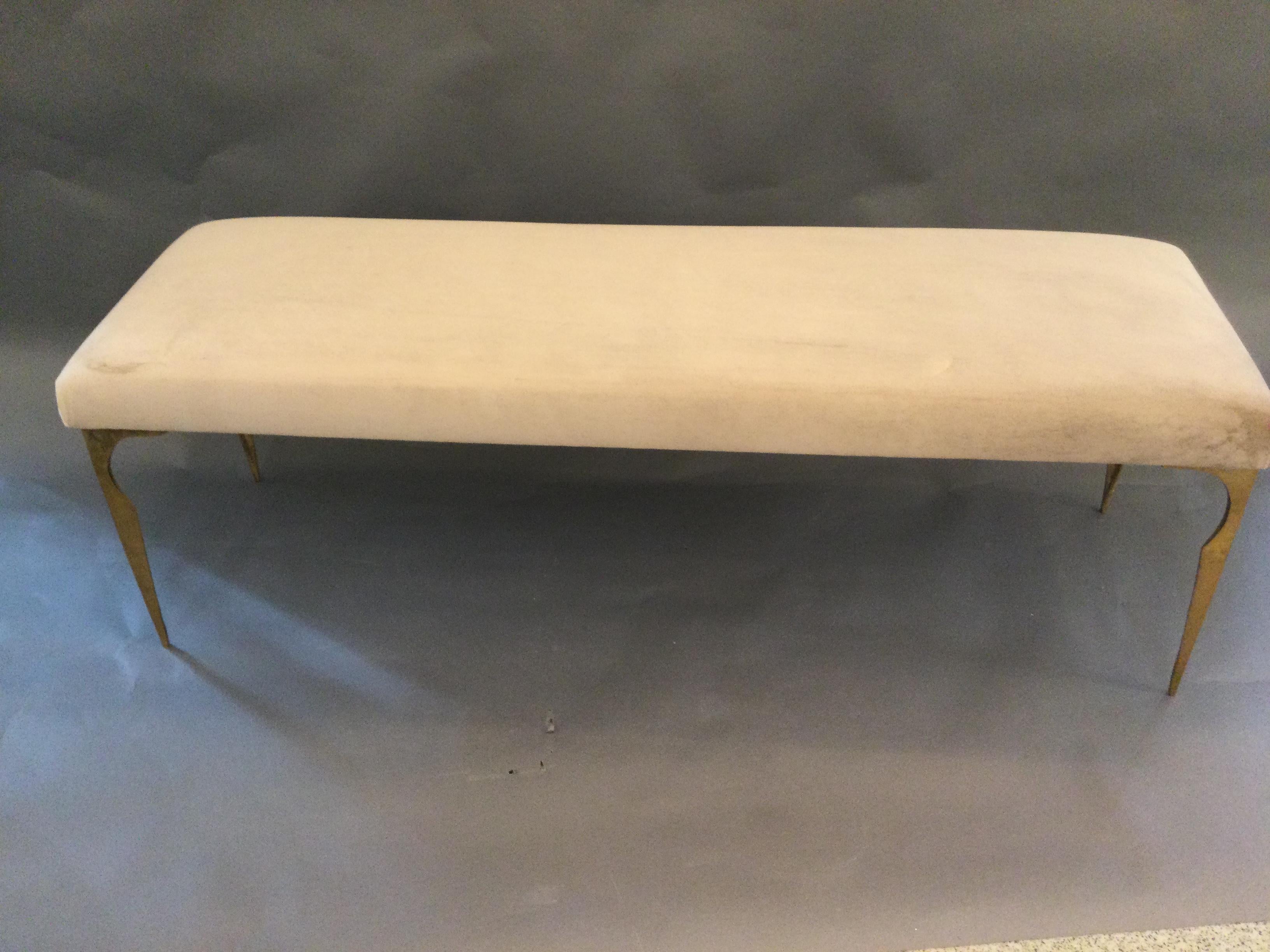 French Upholstered Bench on Bronze Legs Style of Maria Pergay, 1970 3