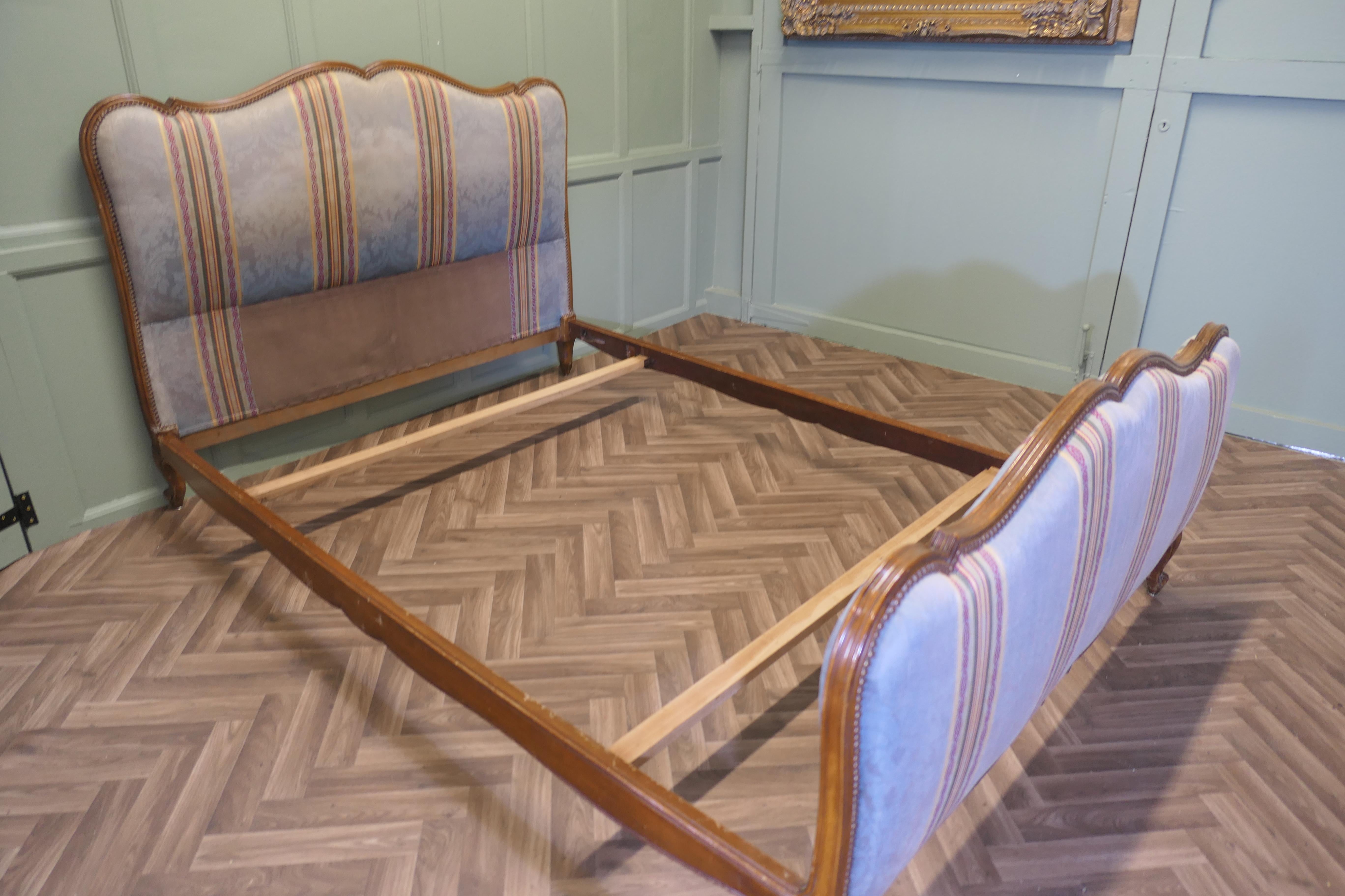 Walnut French Upholstered Double Bed