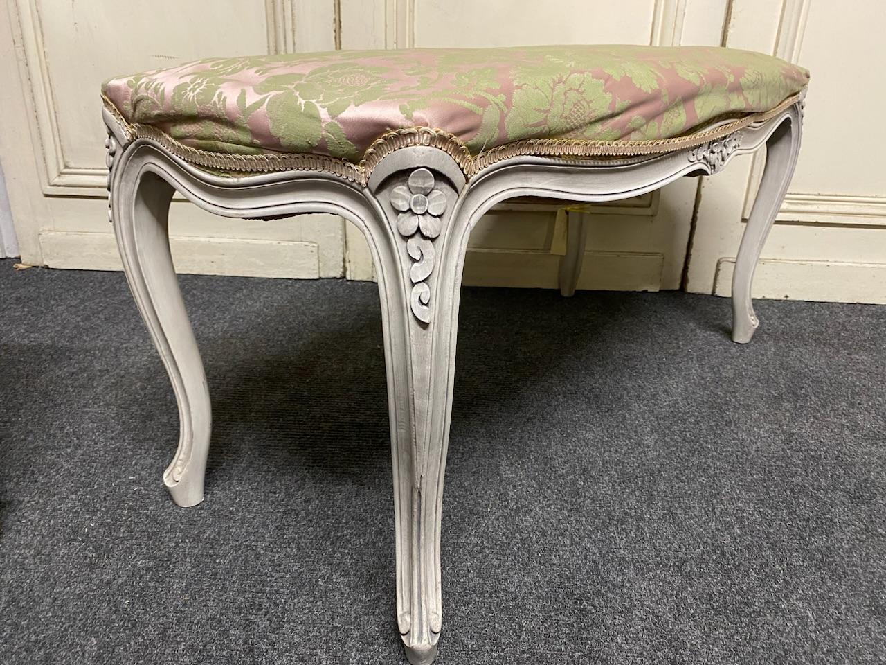 20th Century French Upholstered Duet Stool For Sale