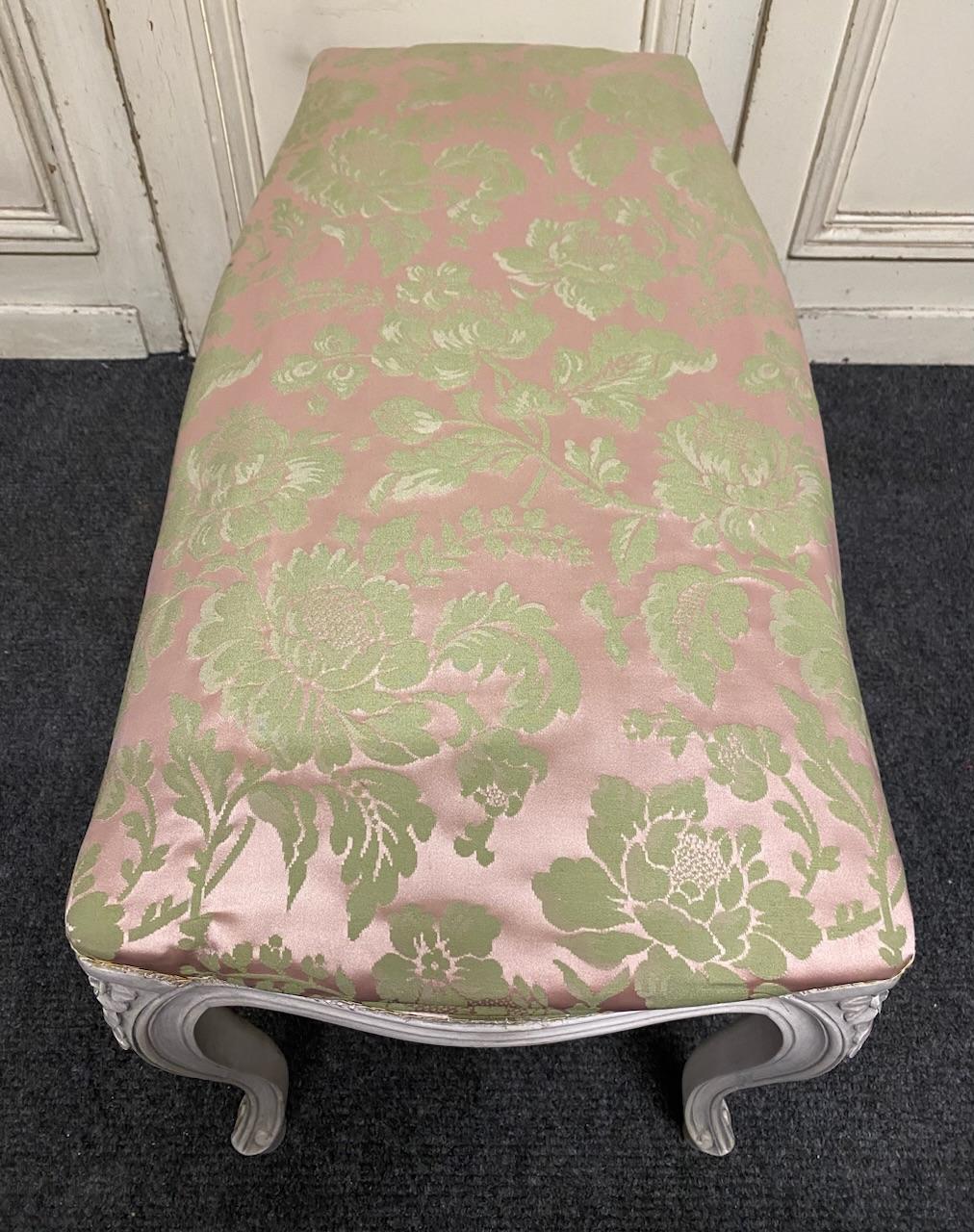 Upholstery French Upholstered Duet Stool For Sale