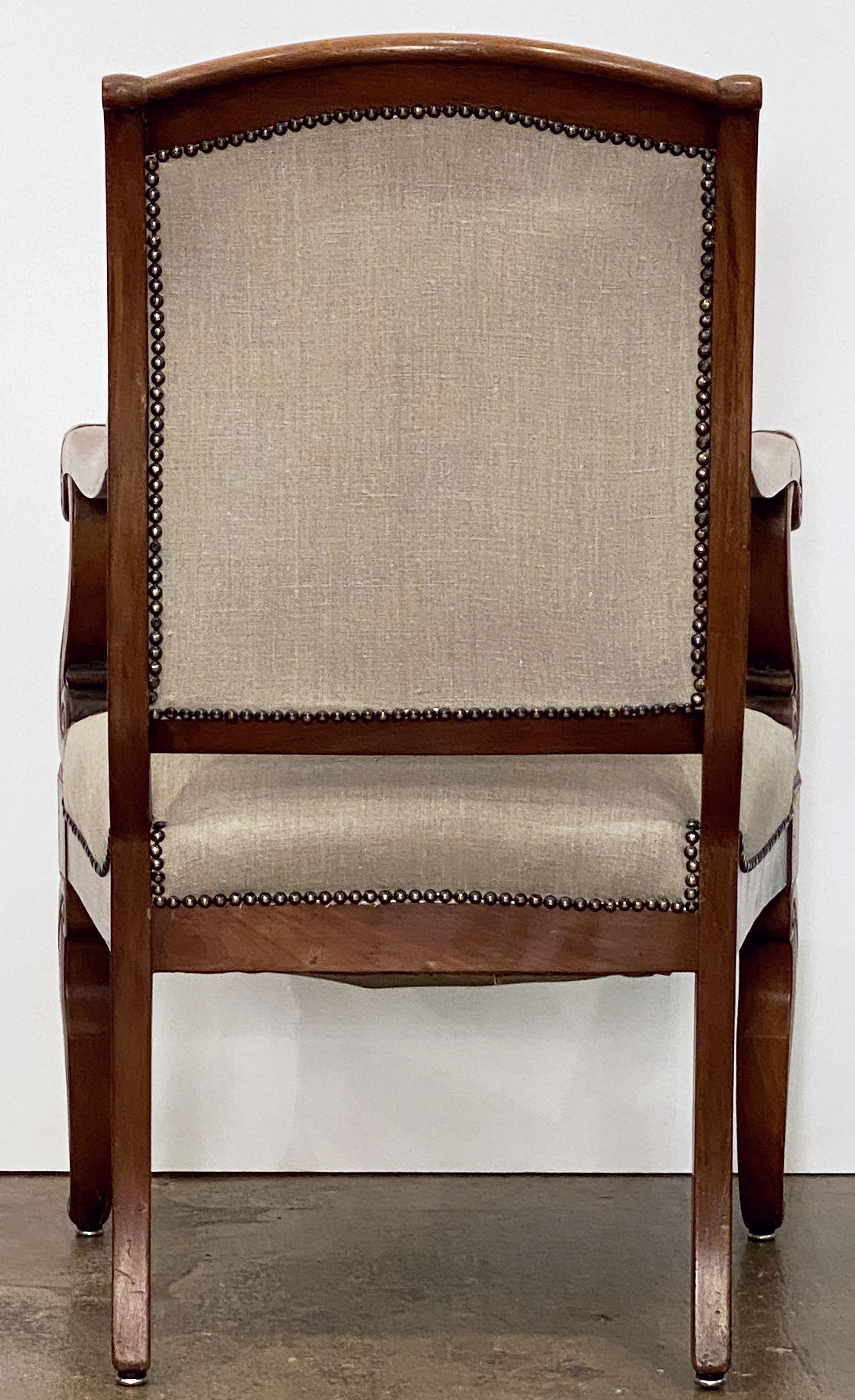 French Upholstered Fauteuil Armchair or Salon Chair of Walnut For Sale 15