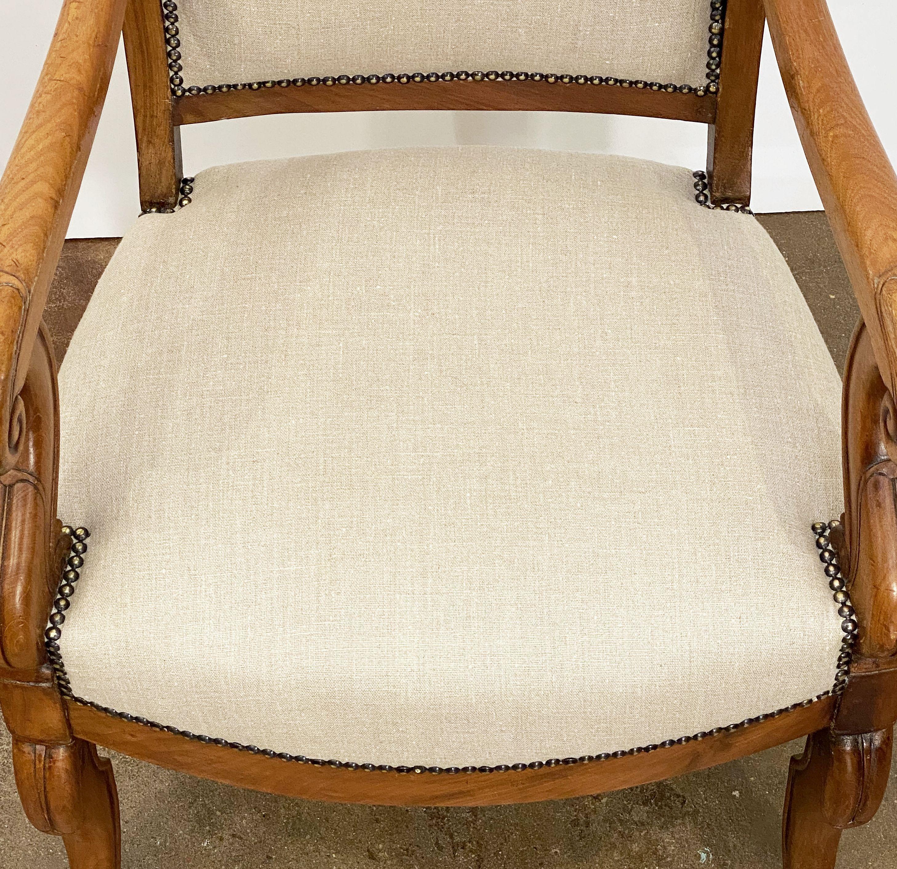 French Upholstered Fauteuil Armchair or Salon Chair of Walnut For Sale 2