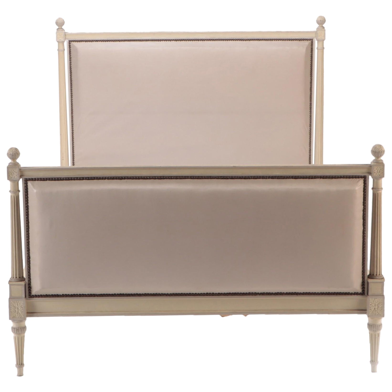 French Upholstered Louis XVI Style Painted Full Size Bed, circa 1940