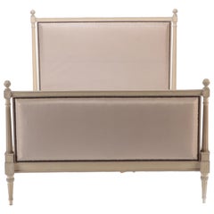 French Upholstered Louis XVI Style Painted Full Size Bed, circa 1940