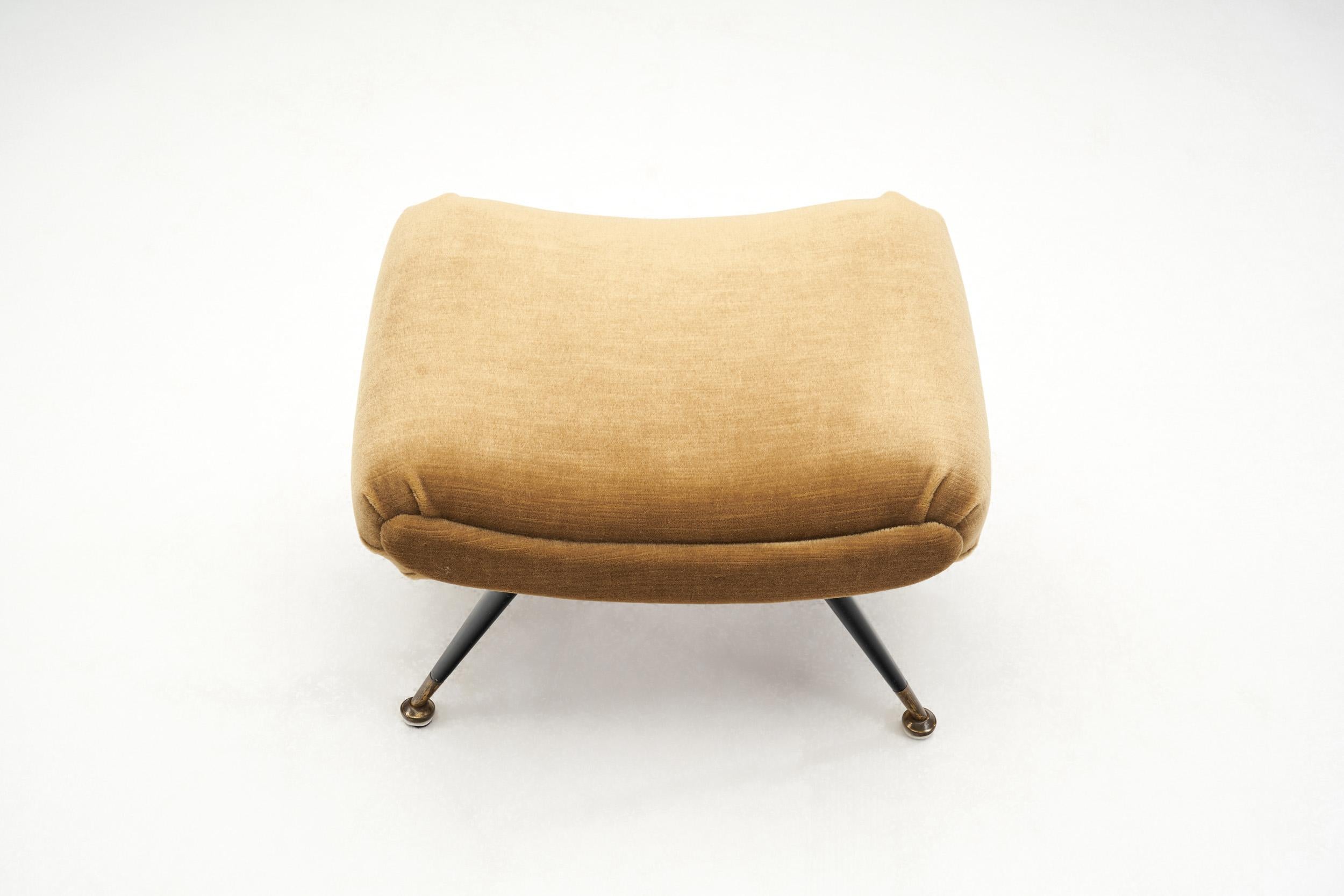 French Upholstered Lounge Chair with Footstool, France 1960s 9