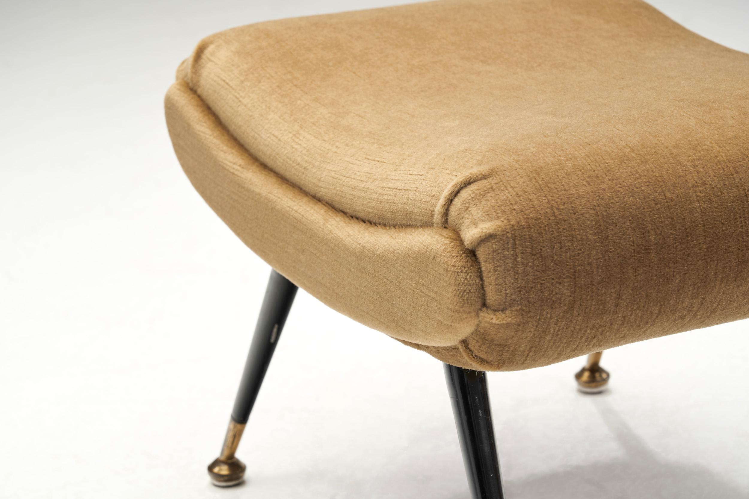 French Upholstered Lounge Chair with Footstool, France 1960s 10