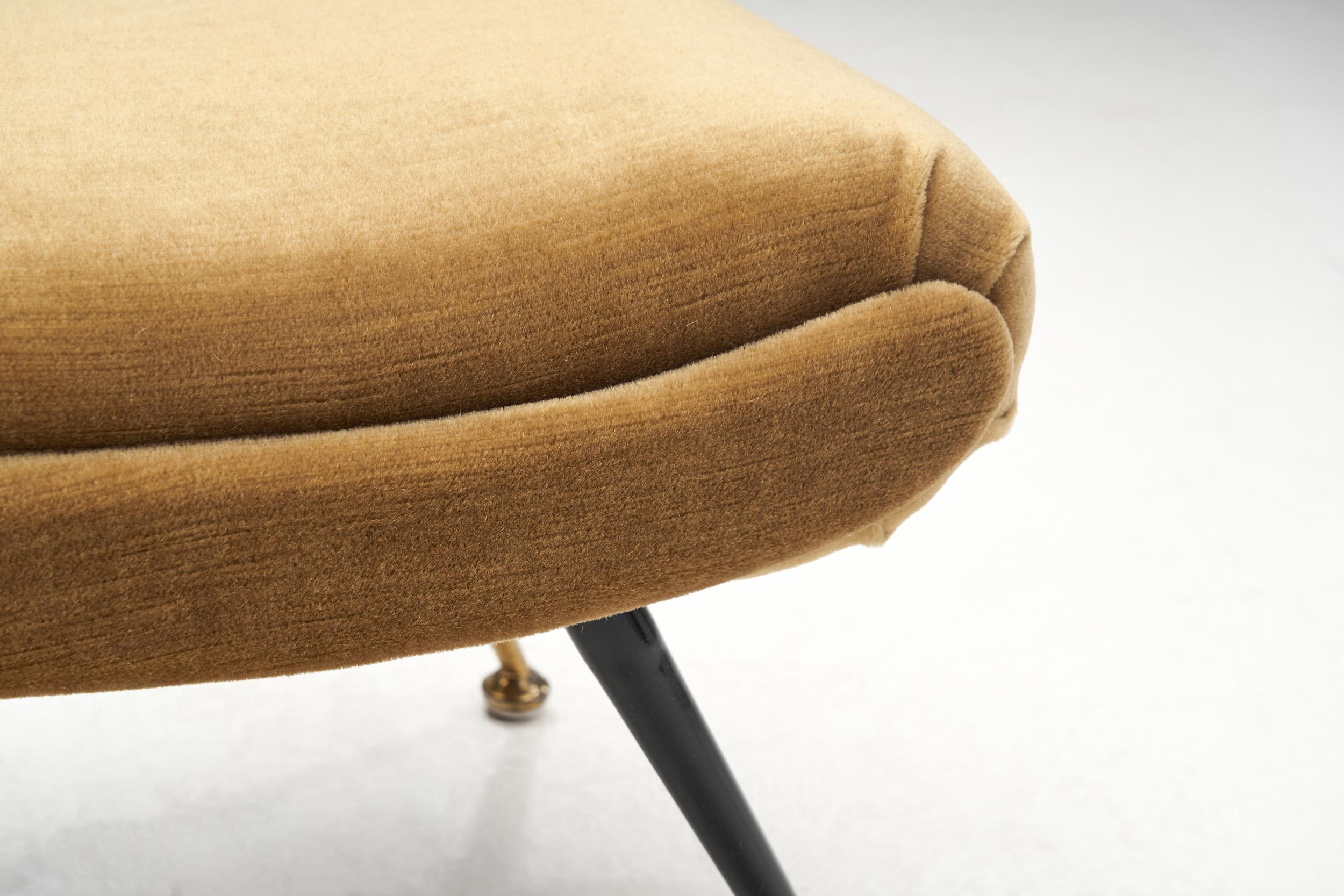 French Upholstered Lounge Chair with Footstool, France 1960s 11