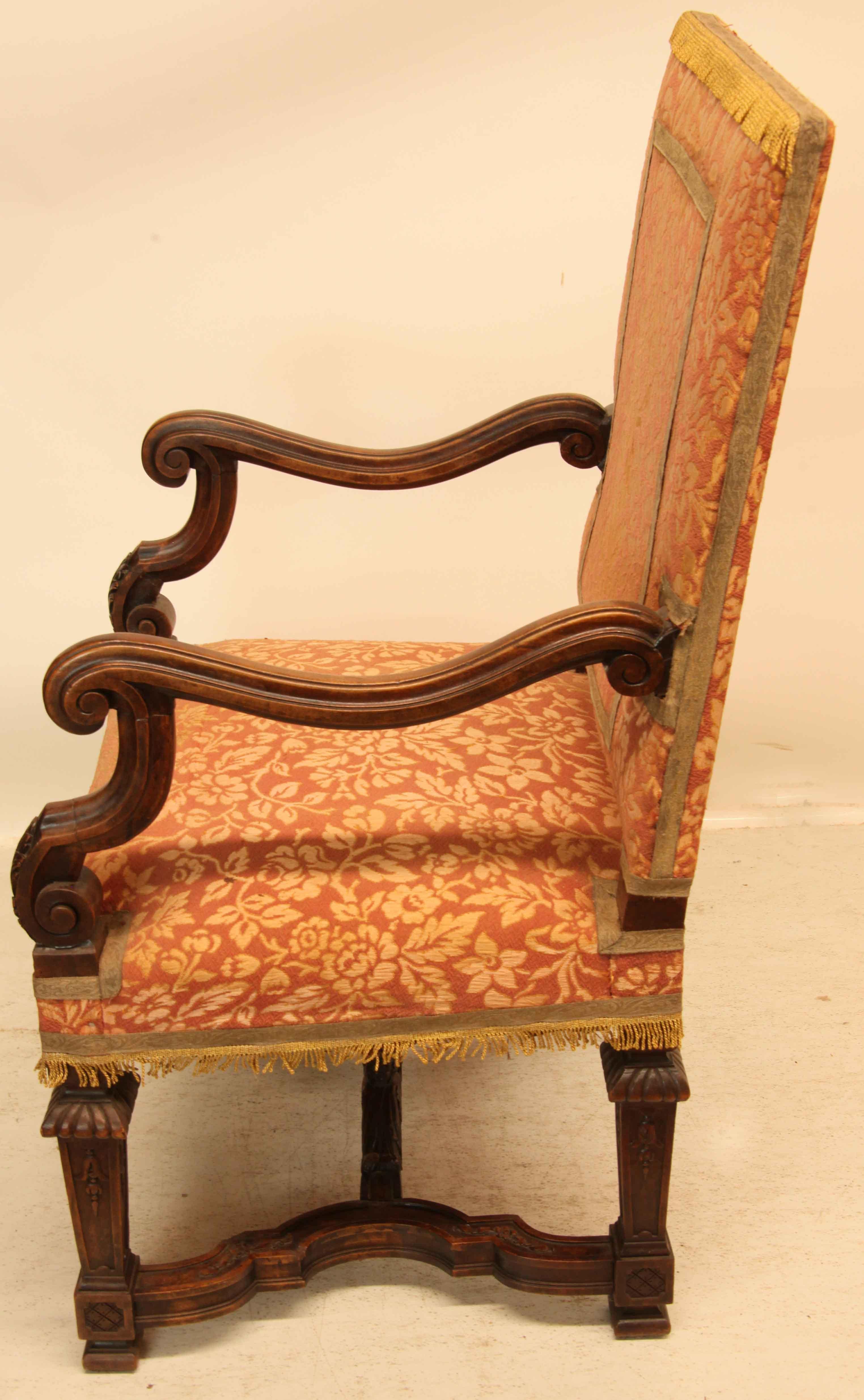 French Upholstered Open Arm Chair For Sale 8