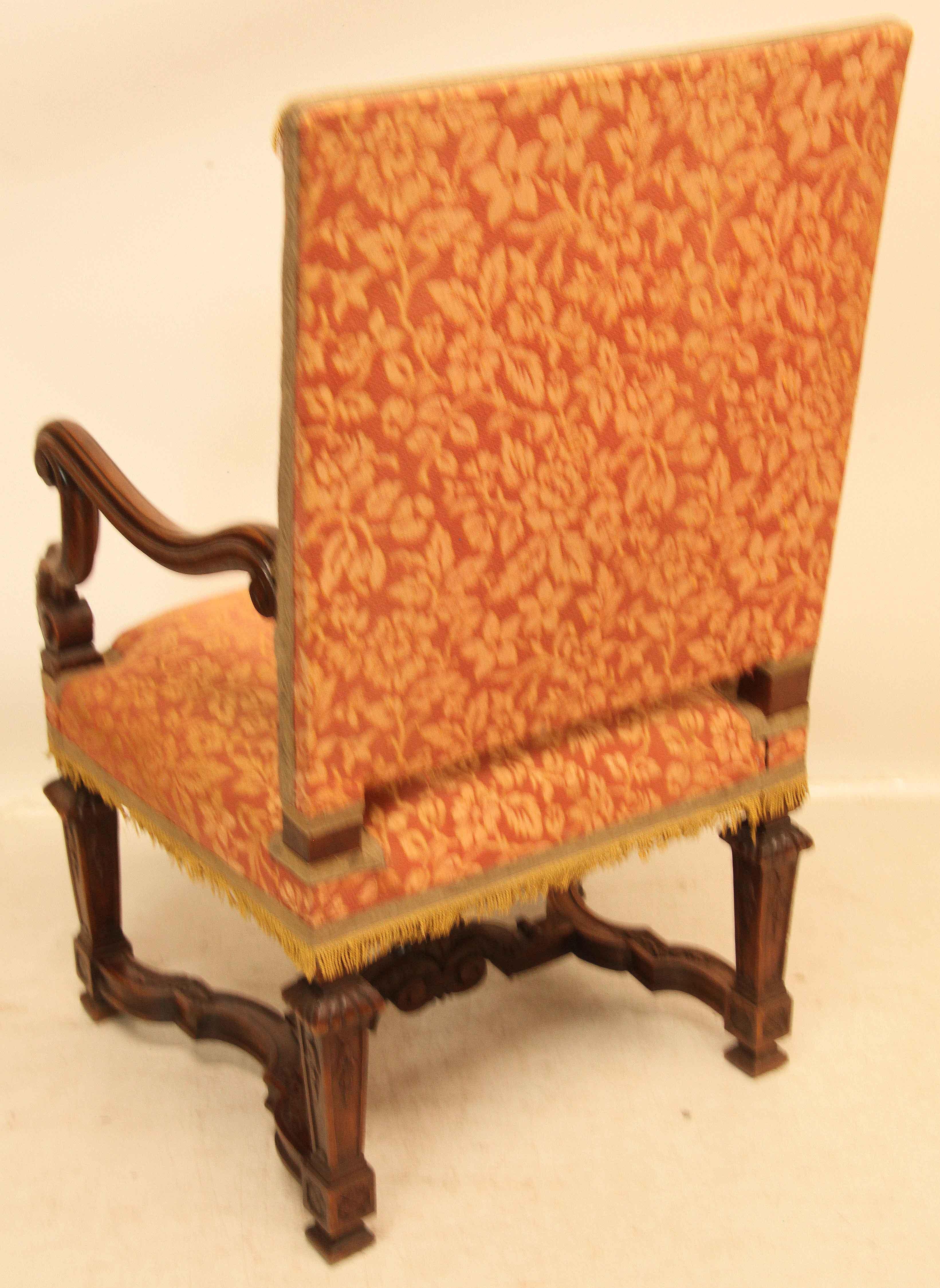 French Upholstered Open Arm Chair For Sale 9