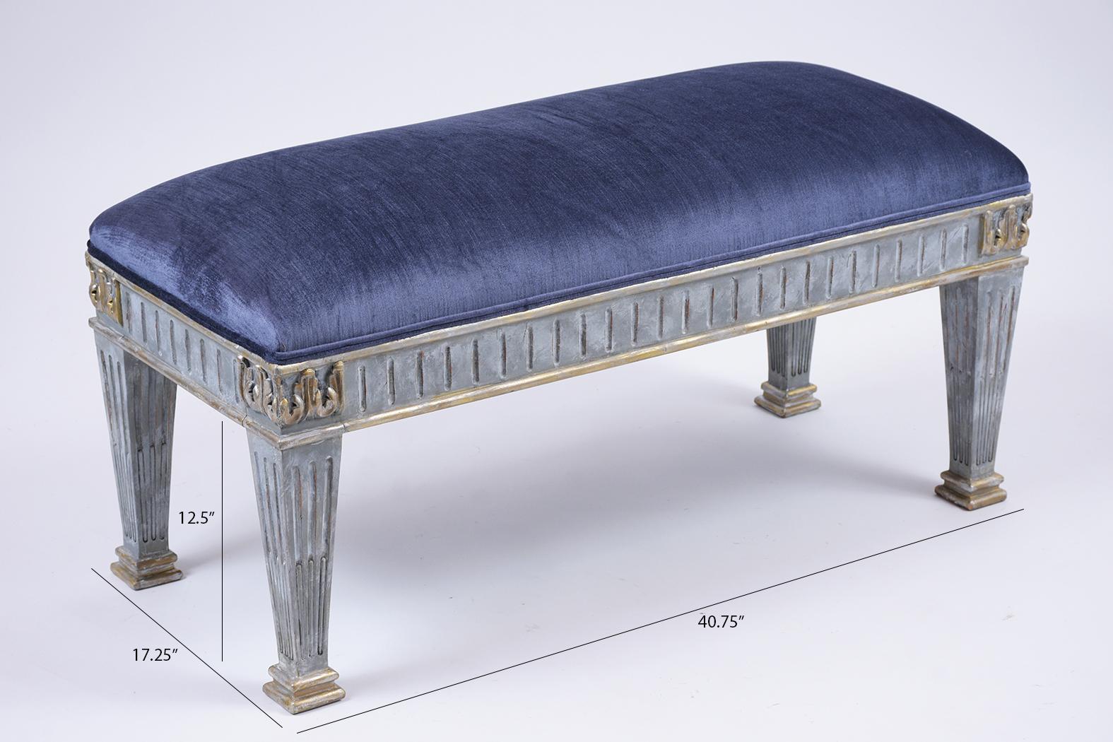 Carved French Empire Gilt Painted  Bench
