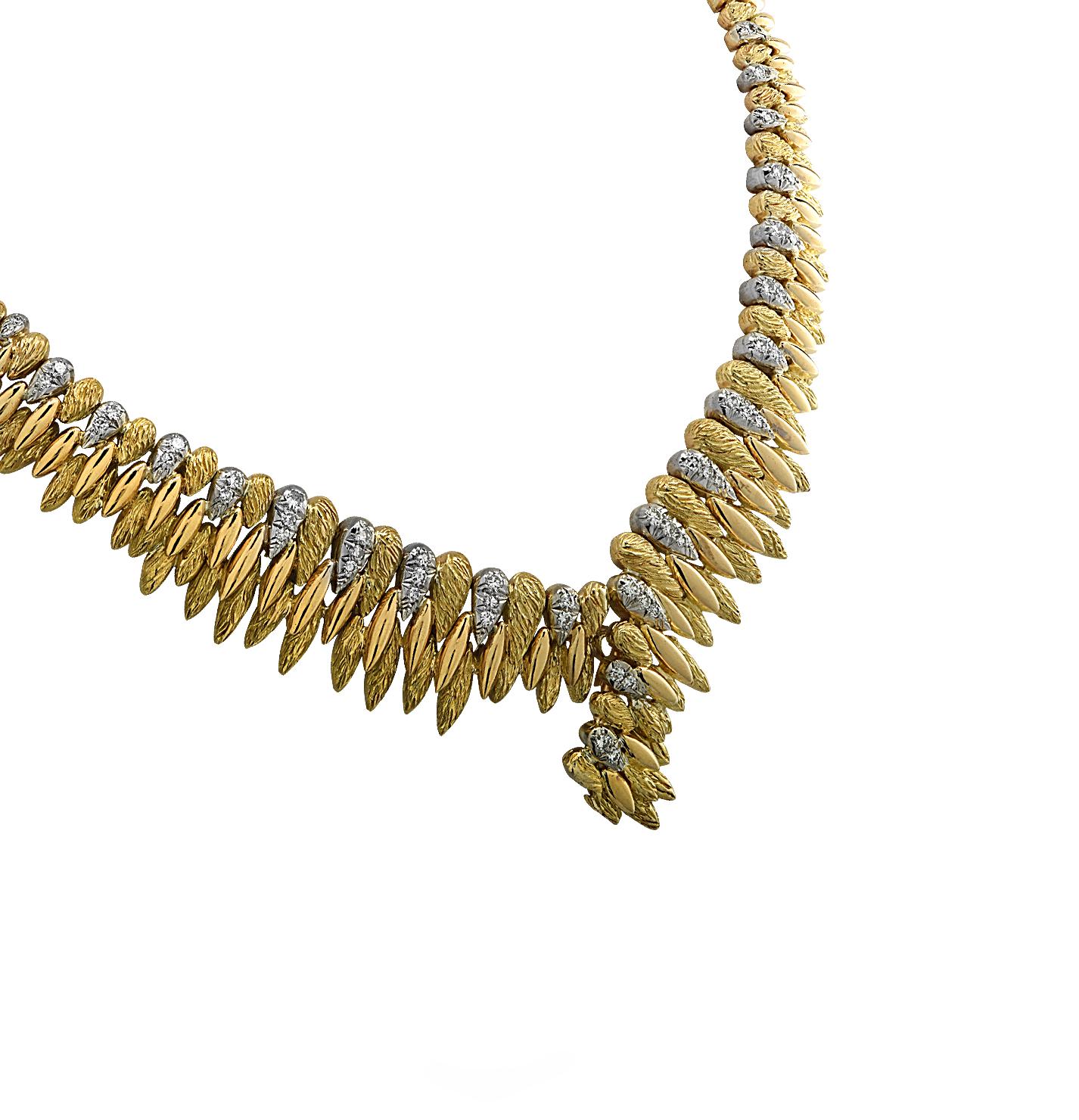 Modern French V-Shaped Diamond Necklace