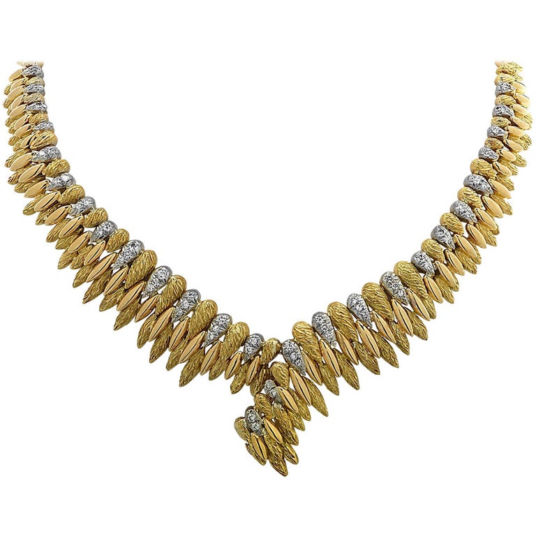 French VShaped Diamond Necklace at 1stDibs